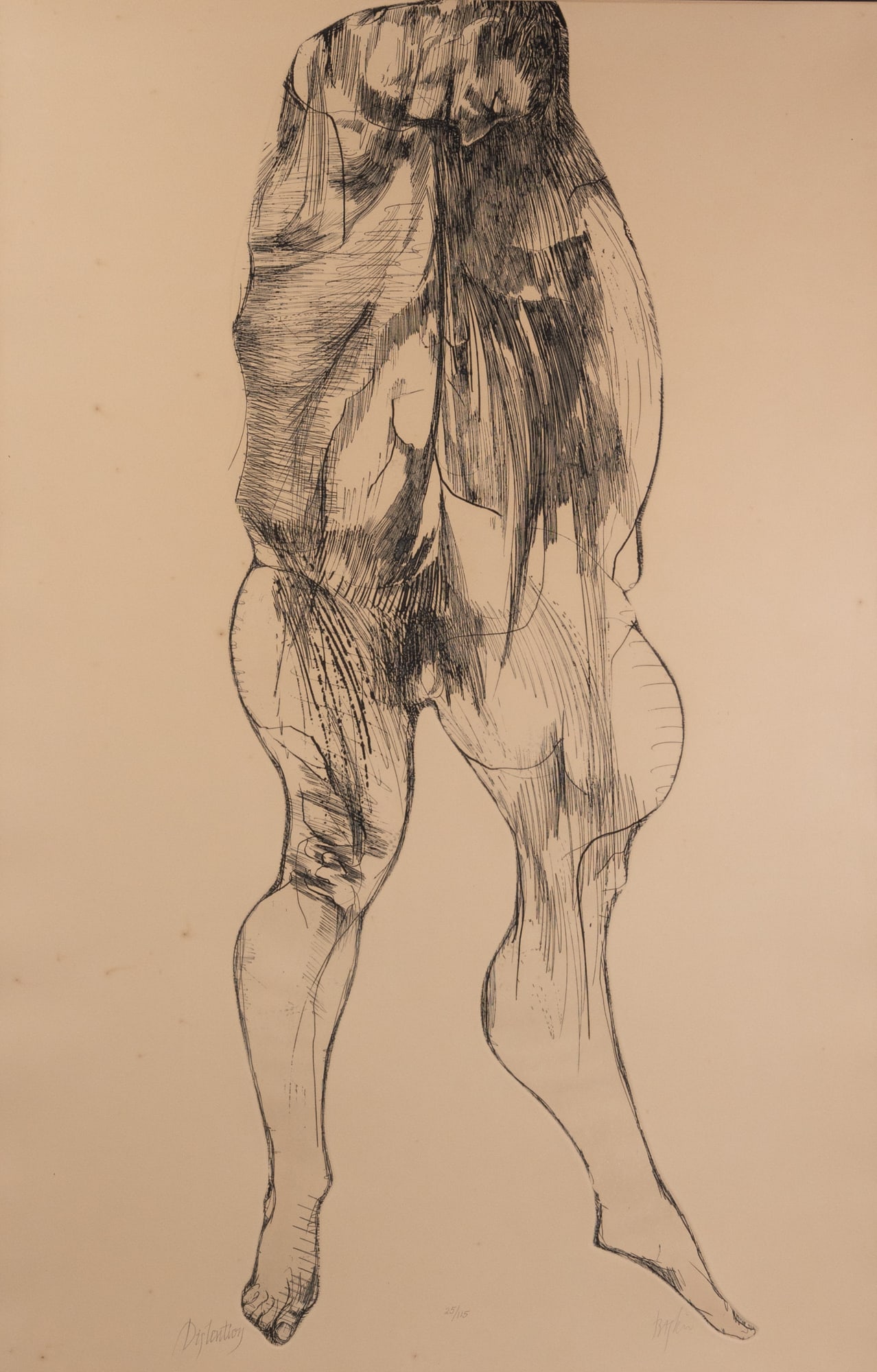 Leonard Baskin (1922-2000) | "Distention" Etching c.1965: 25/115 - Titled, numbered & signed in pencil near the base of the etching Size 46" x 32" Literature Brooks Auction is not responsible for outbids. Questions? Call the office at (856) 694-2960 or em