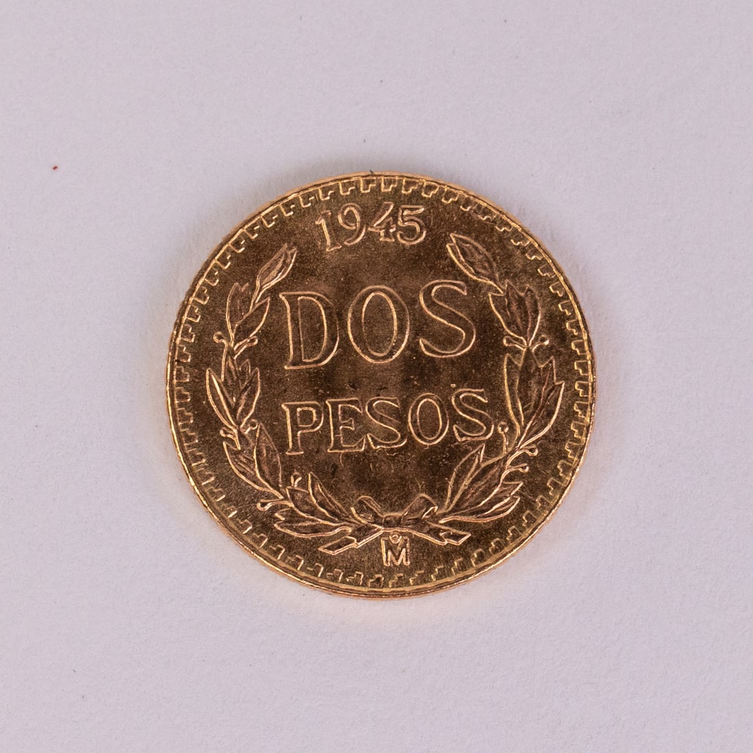1945M Mexican Two Pesos Gold Coin: 1945M Mexican Two Pesos Gold Coin Literature Brooks Auction is not responsible for outbids. Questions? Call the office at (856) 694-2960 or email us directly at info@brooks.auction. • Please rea