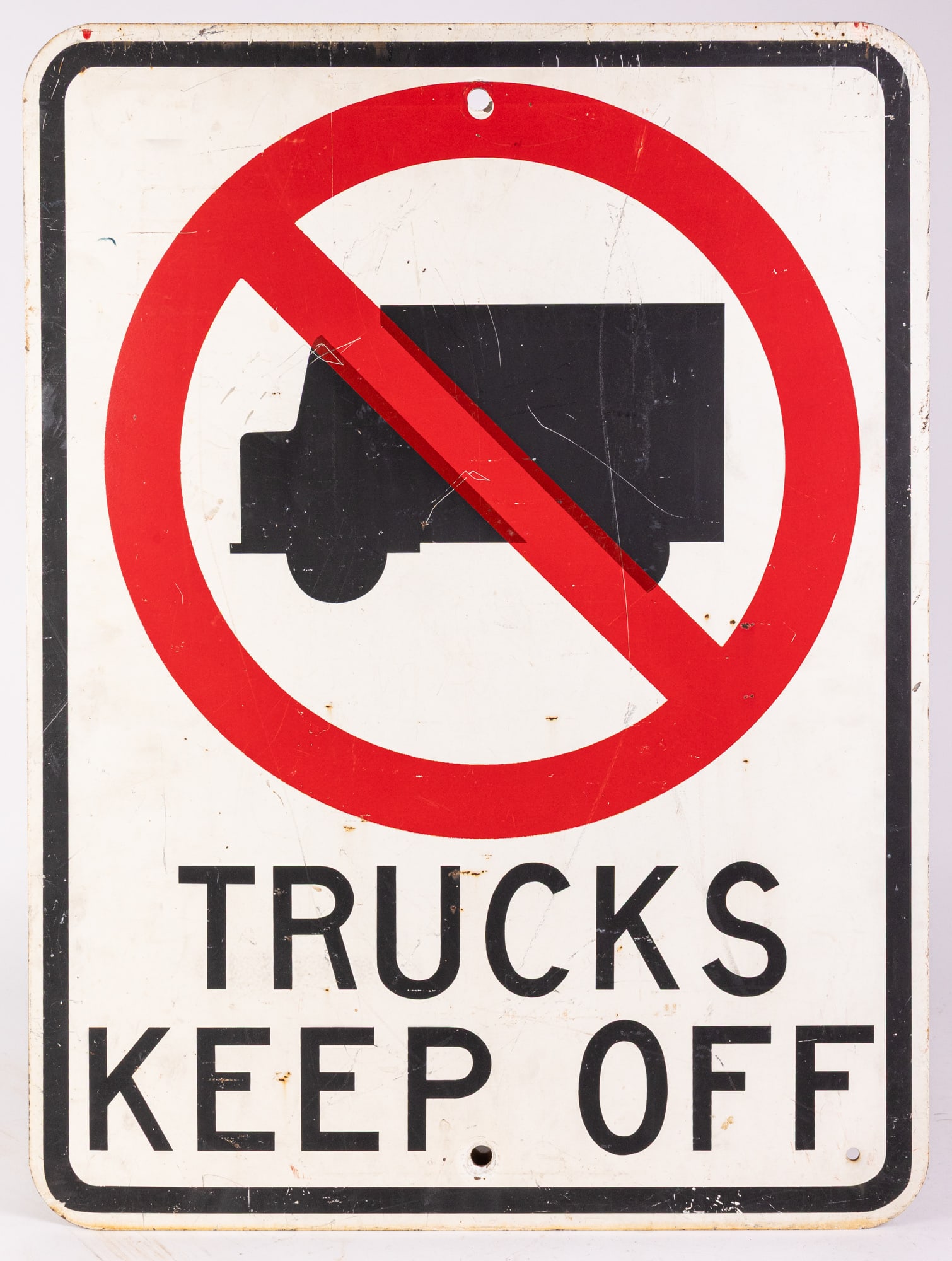 Vintage "TRUCKS KEEP OFF" Road Traffic Sign (1 of 2)
