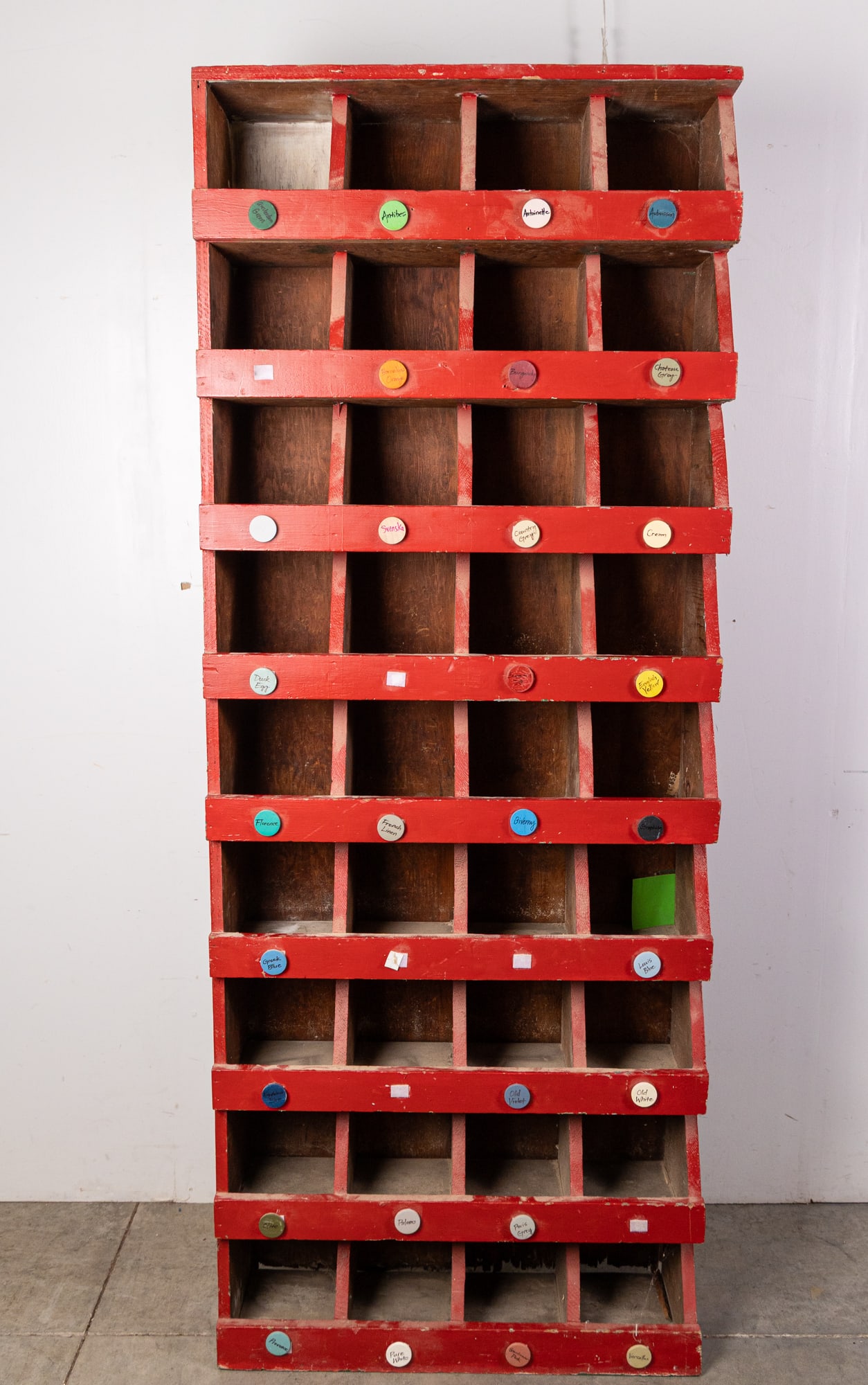 Vintage Folk Art Paint Cabinet: Vintage Folk Art Paint Cabinet Size 76" x 29" x 9" Literature Brooks Auction is not responsible for outbids. Questions? Call the office at (856) 694-2960 or email us directly at info@brooks.auction.