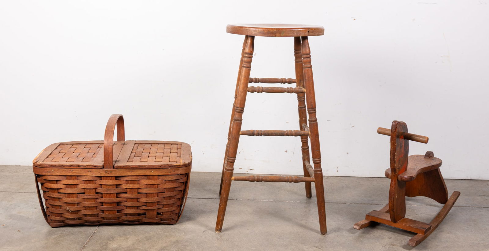 Vintage & Antique Assortment Lot ft. Childs Rocking Horse & Stool (1 of 4)