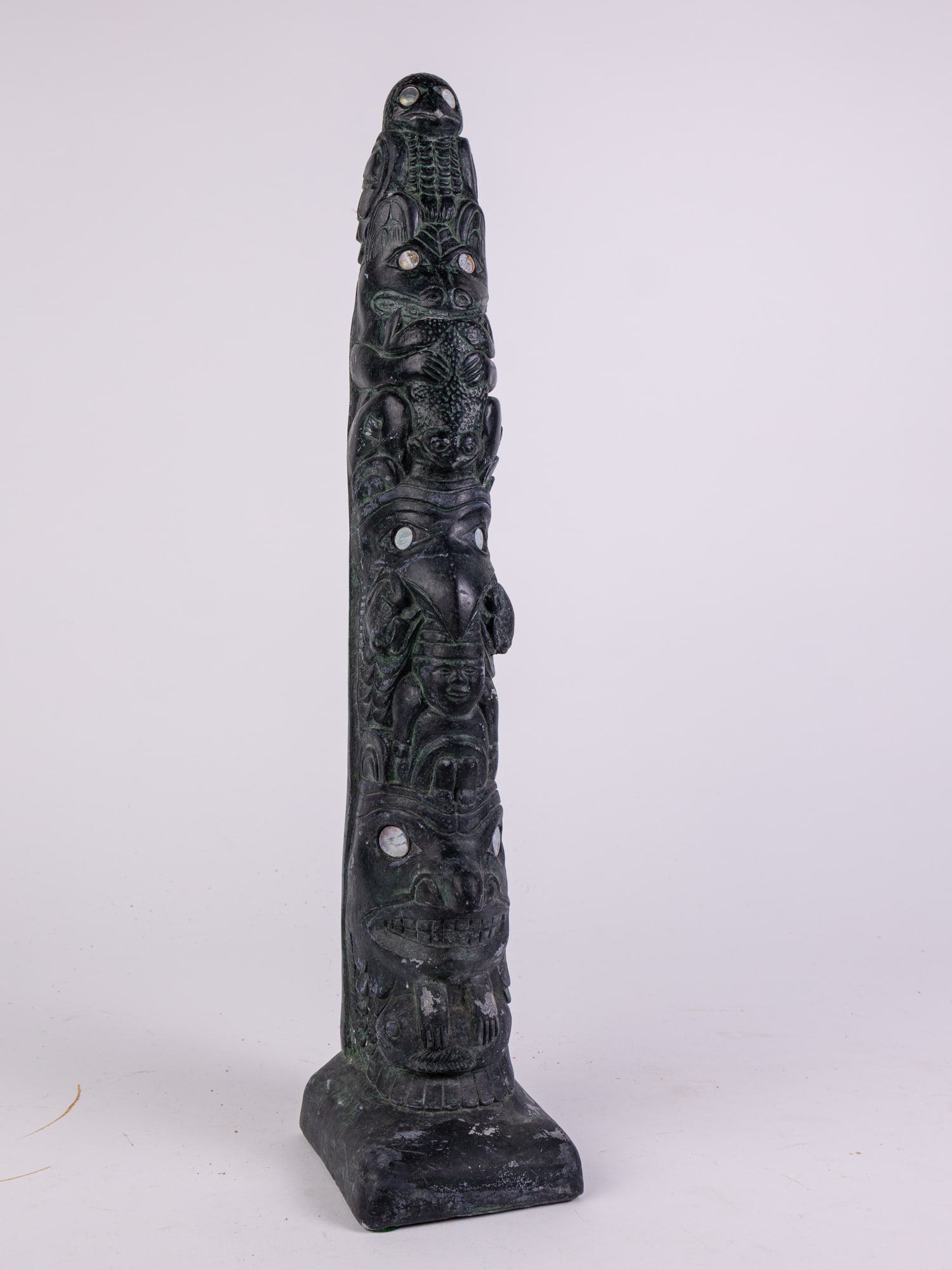 Carved Stone Totem Pole Statuette (1 of 4)