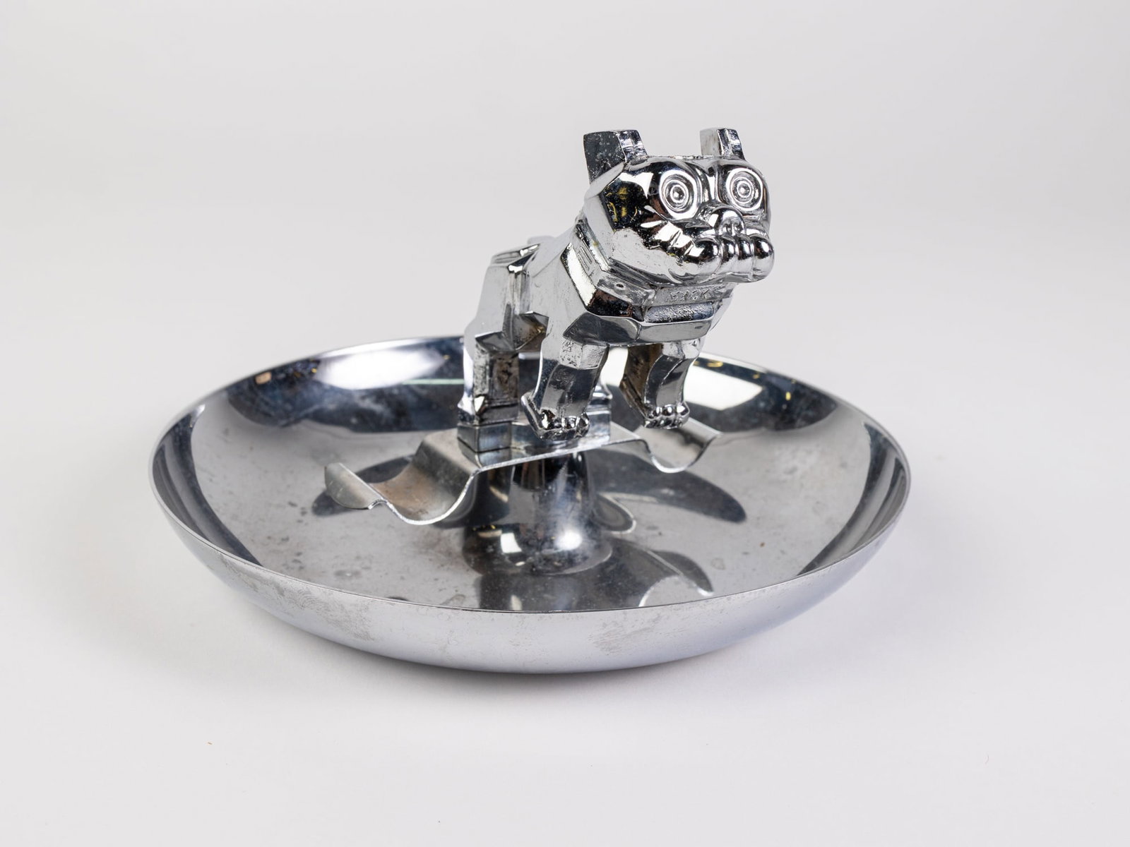 Vintage c. 40's Mack Truck Bulldog Chrome Advertising Ashtray: Vintage c. 40's Mack Truck Bulldog Chrome Advertising Ashtray Size 5" H Literature Brooks Auction – Online Auction Terms & Conditions ————————R