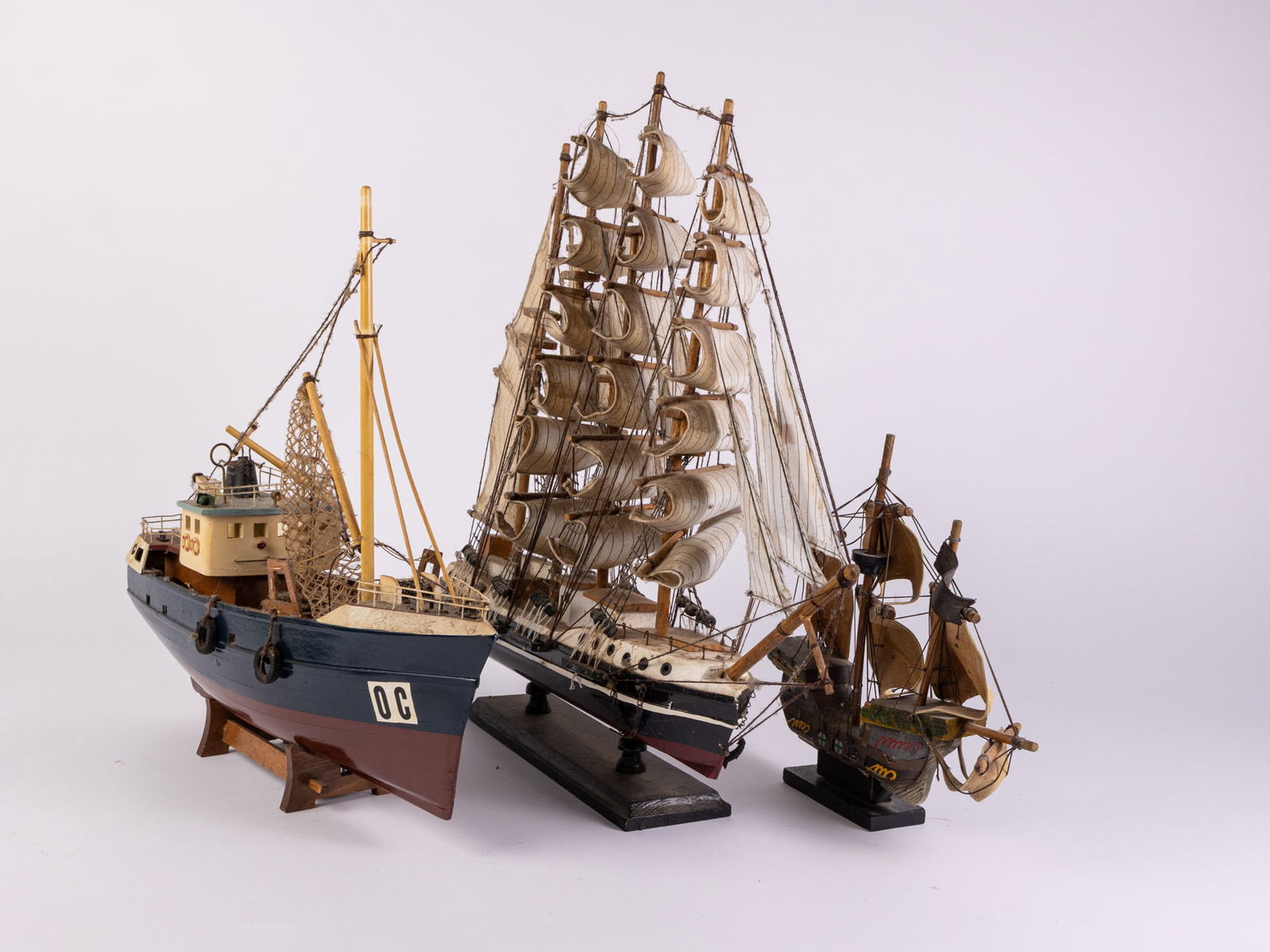 Three Vintage Wooden Model Ships (1 of 5)