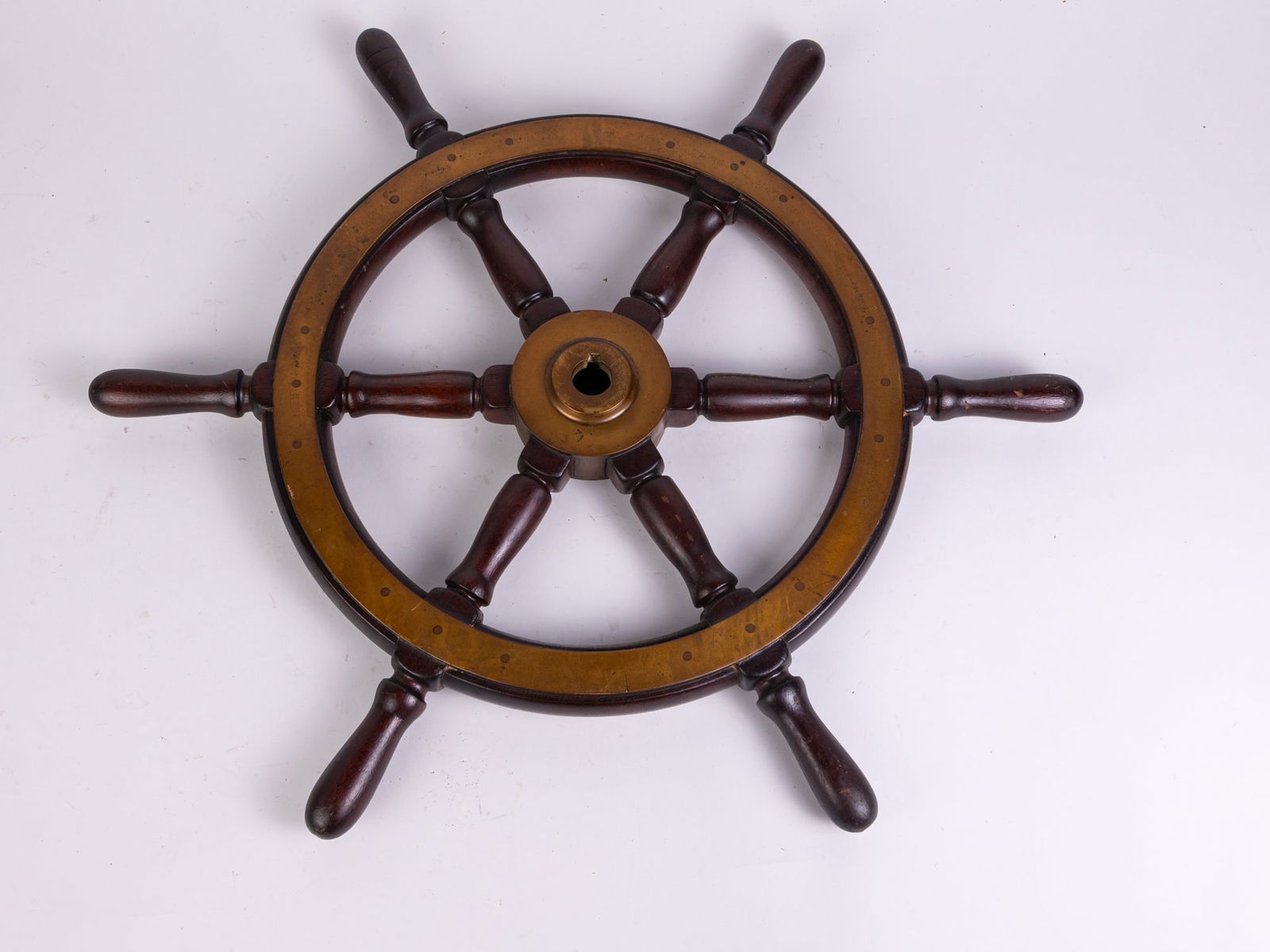 Antique Brass & Wood Ships Helm (1 of 3)