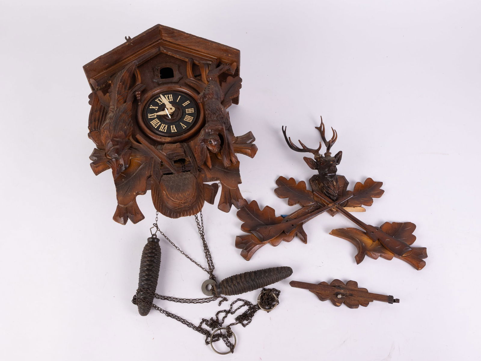Vintage Ornate German Black Forest Cuckoo Clock: Vintage Ornate German Black Forest Cuckoo Clock Size 16" x 10" x 6" Literature Brooks Auction is not responsible for outbids. Questions? Call the office at (856) 694-2960 or email us directly at inf