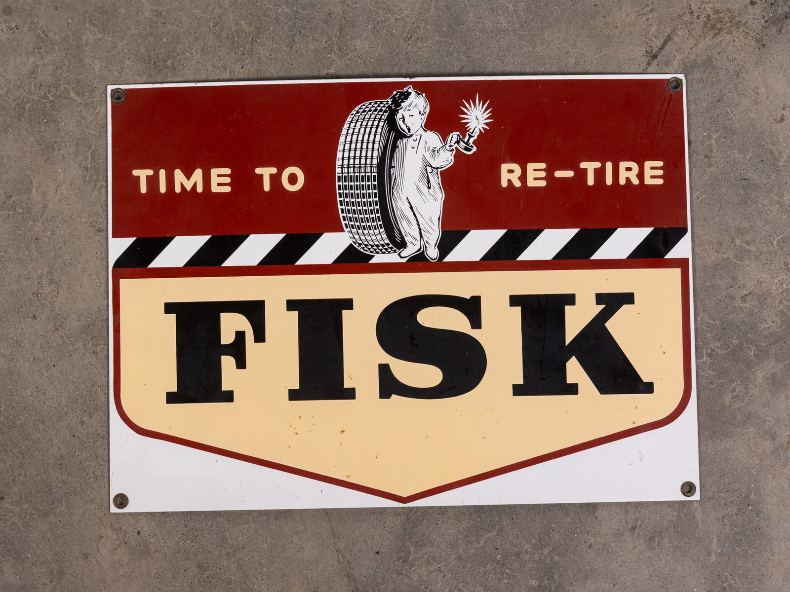Vintage Reproduction Fisk Tires Porcelain Enamel Sign: Vintage Reproduction Fisk Tires Porcelain Enamel Sign Size 9.5" x 13" Literature Brooks Auction – Online Auction Terms & Conditions —————————