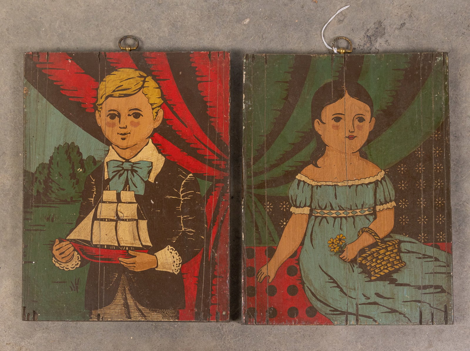 Pair of Vintage Antique Style Portraits of a Young Girl and Boy: Pair of Vintage Antique Style Portraits of a Young Girl and Boy Size 15" x 11" Literature Brooks Auction – Online Auction Terms & Conditions ———————R
