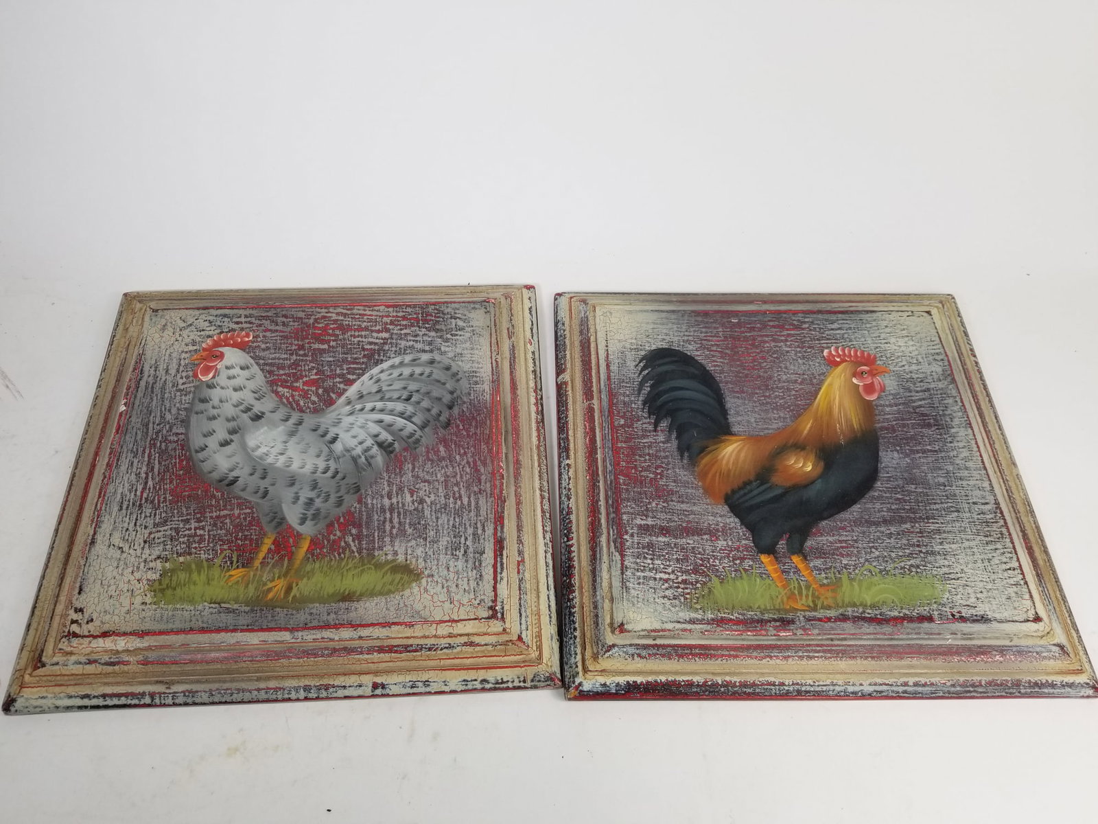 "Roosters" Two Hand Painted Home Accents: "Roosters" Two Hand Painted Home Accents Size 12" x 12" Literature Brooks Auction – Online Auction Terms & Conditions ———————————