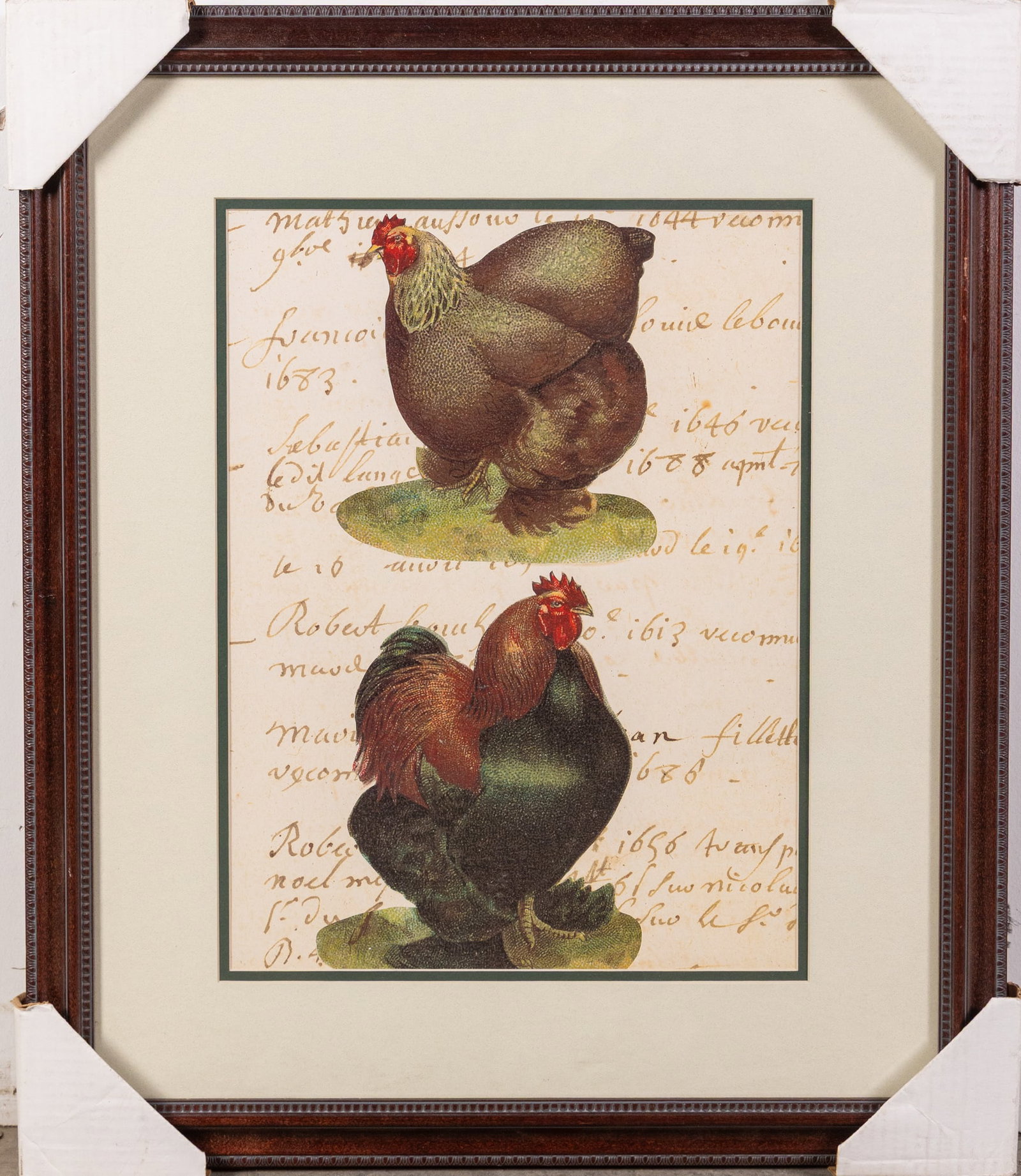 "Double Hens" By Derian Framed Lithograph: "Double Hens" By Derian Framed Lithograph Size 22" x 26" Literature Brooks Auction – Online Auction Terms & Conditions ——————————̵
