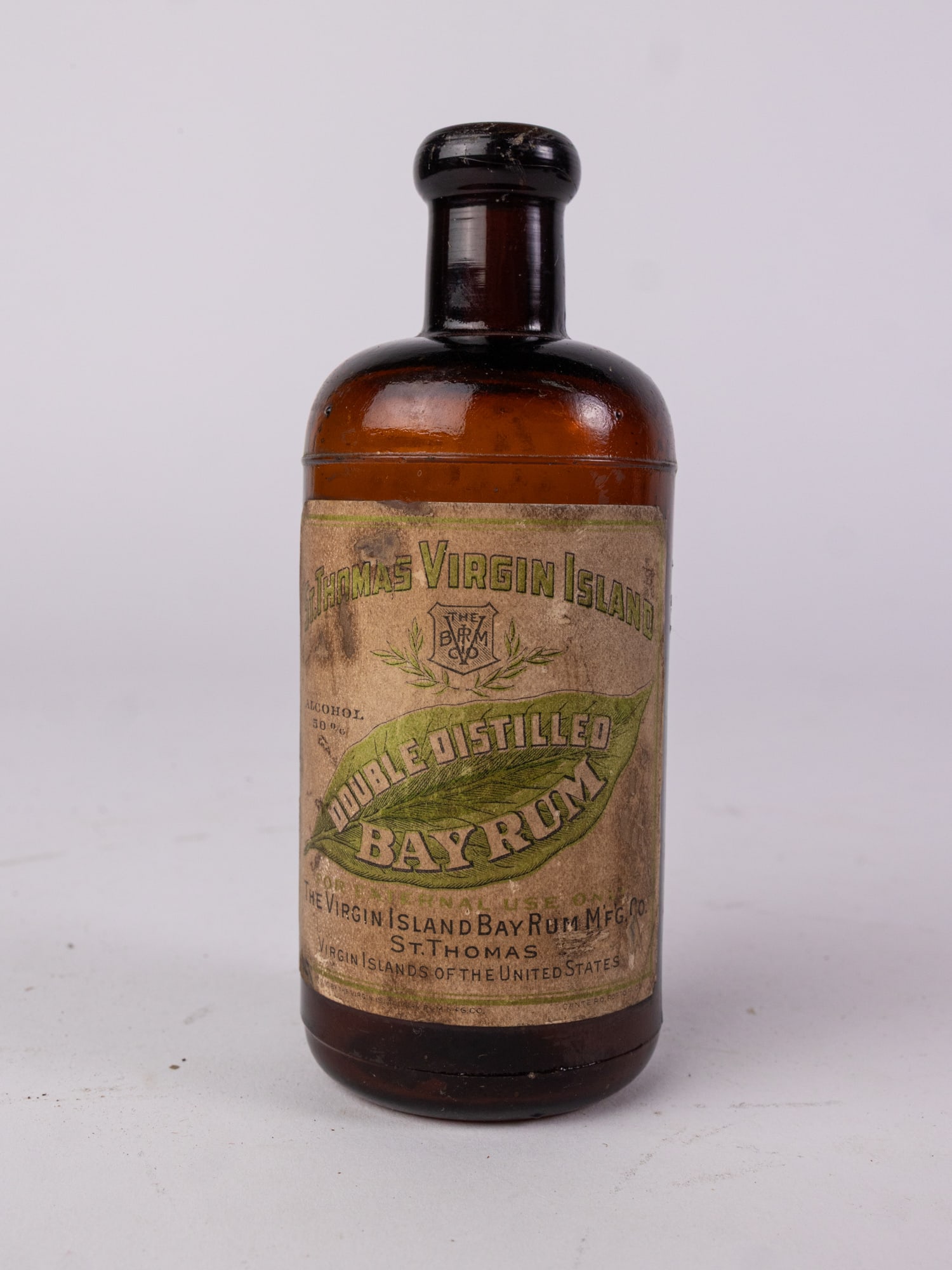 Antique St. Thomas Virgin Island Bay Rum Amber Bottle (1 of 4)