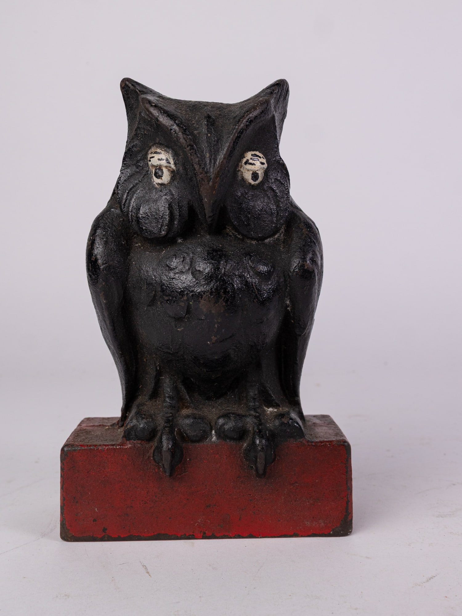 Antique Painted Cast Iron Owl Door Stop (1 of 5)