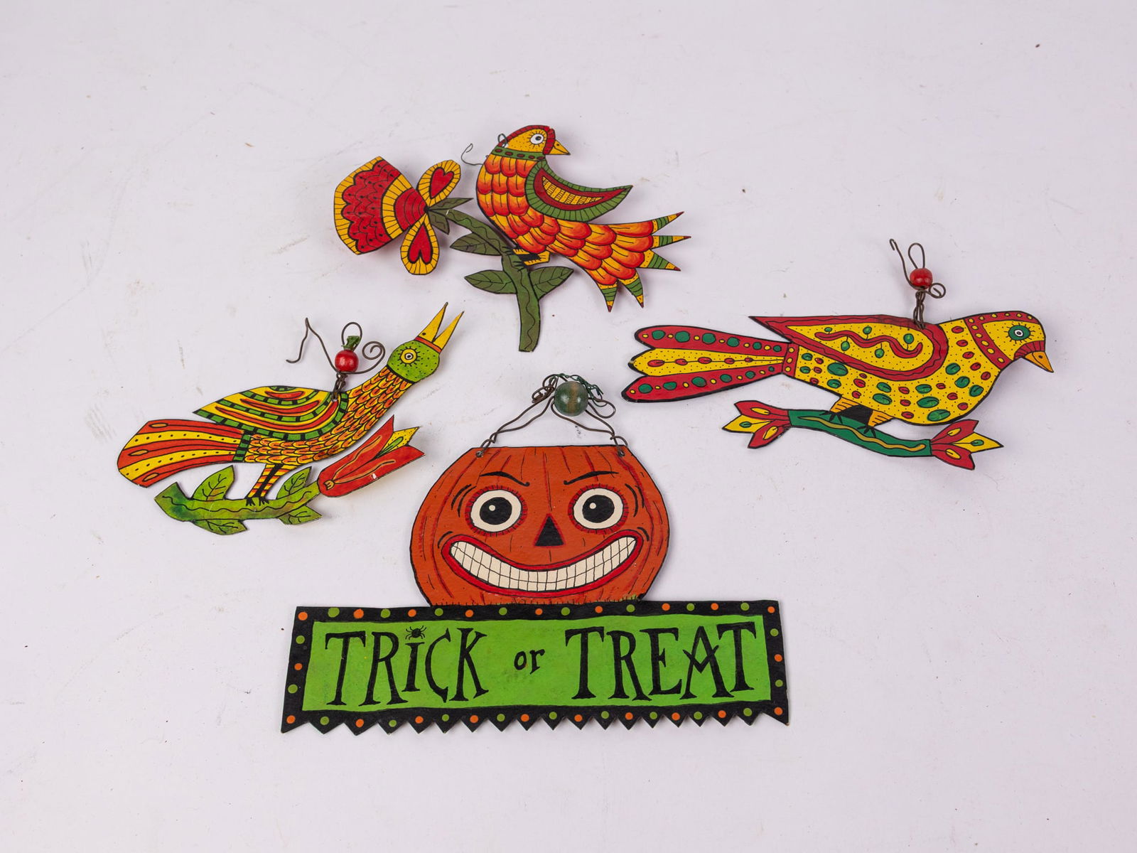 Set of Four Folk Art Salvaged Metal Painted Decor Pieces by Toni McCorkle (1 of 10)