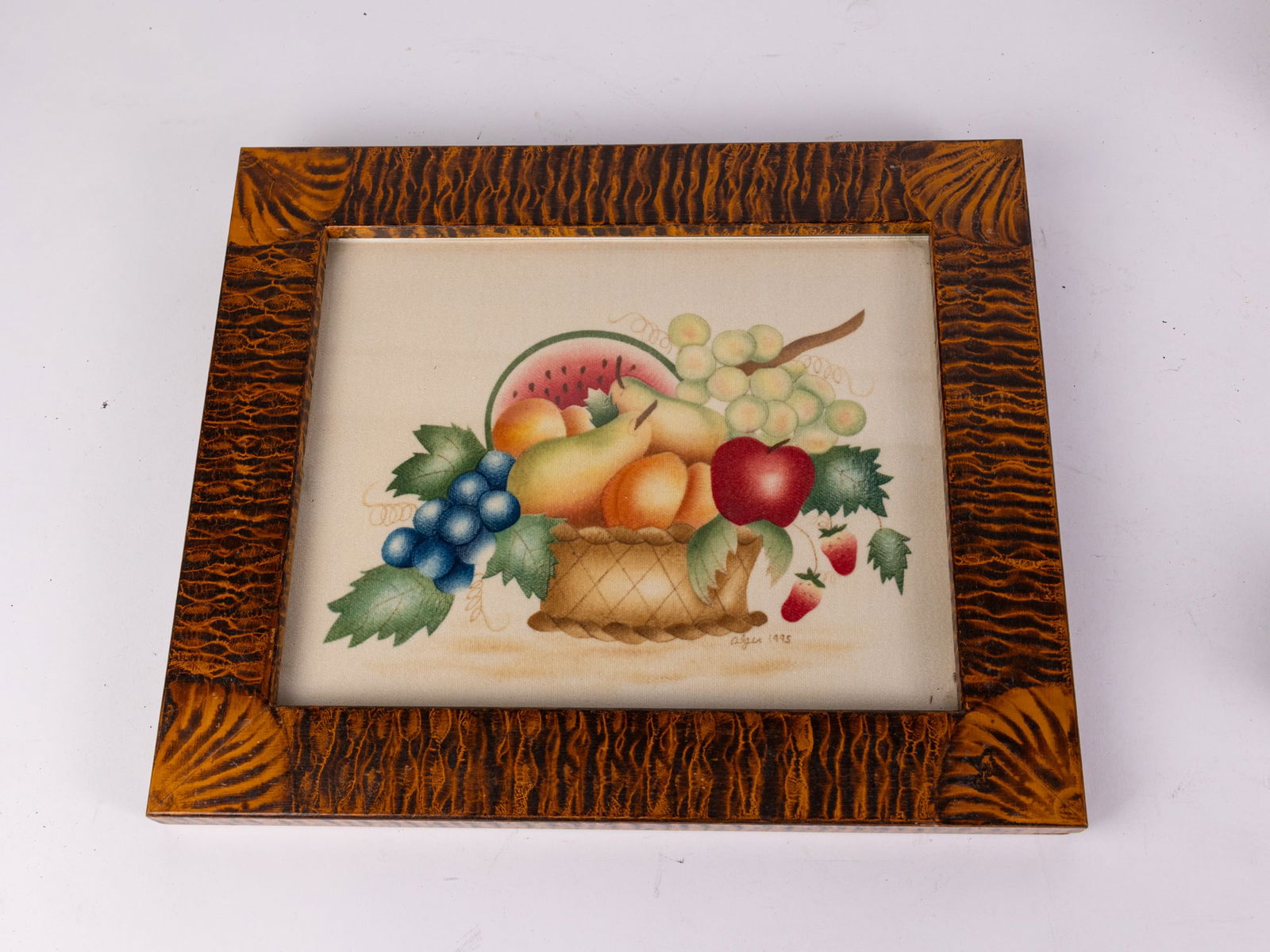 Bridget A. Alger, 20th c. American Theorem Painting, Oil on Cotton Velveteen (1 of 4)