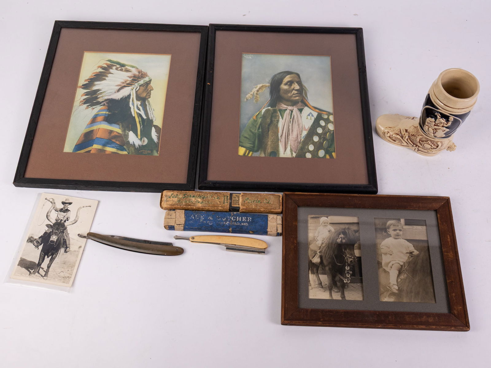 Native American & Western Ephemera Assortment w/ Four Antique Straight Razors (1 of 12)