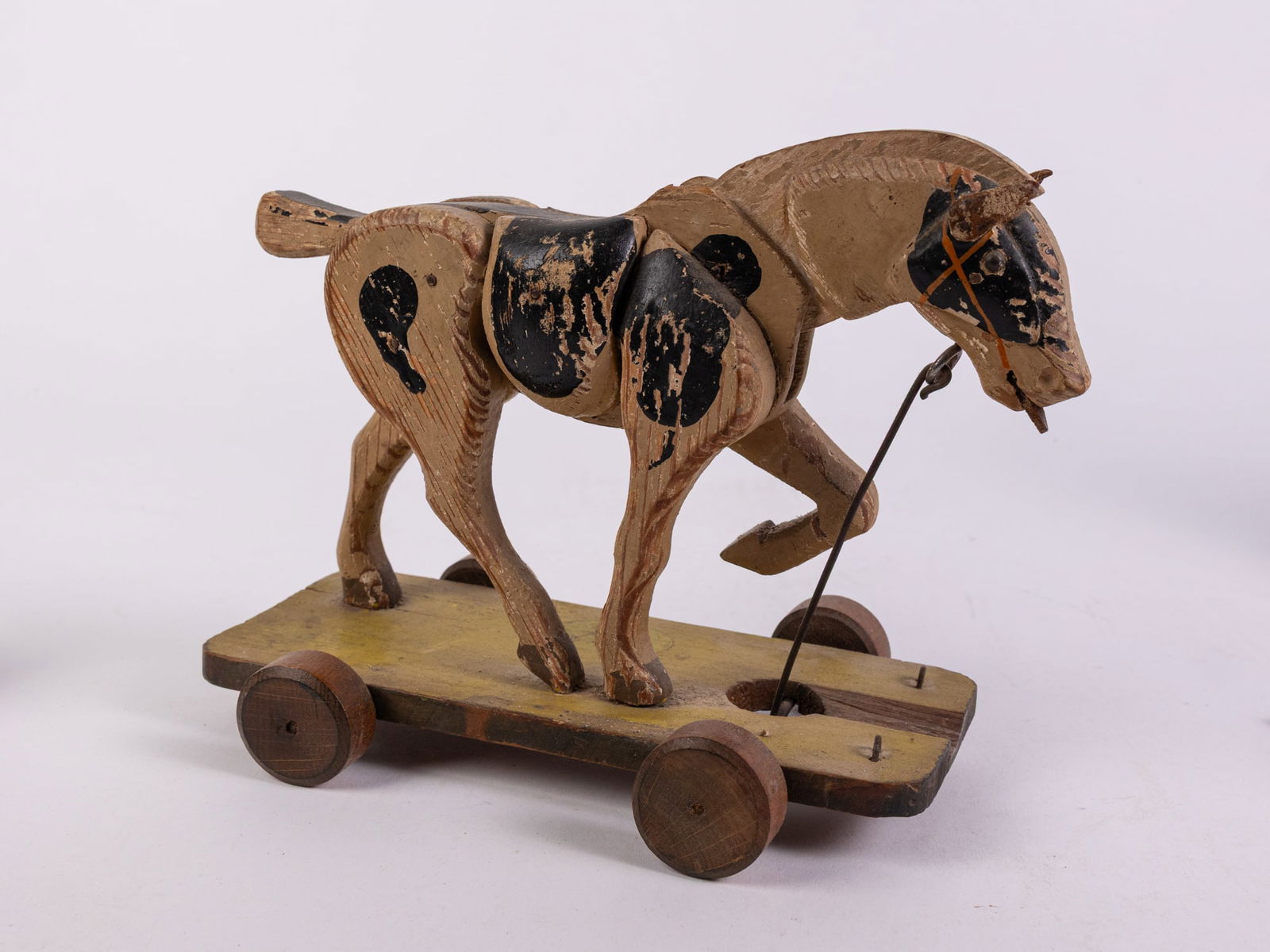 Early 20th Century Wooden Articulated Pull Along Horse/Mule Toy (1 of 4)