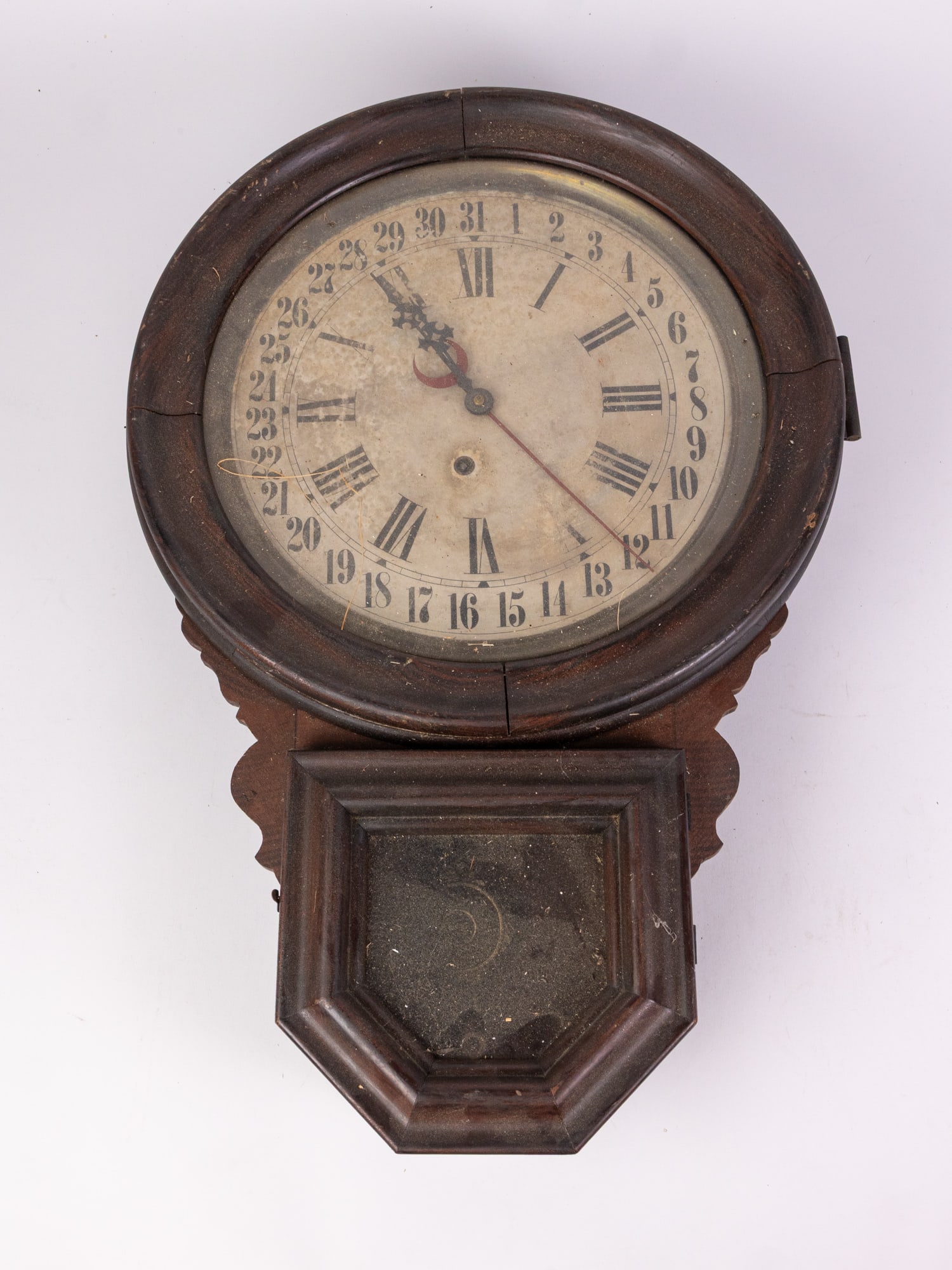 Antique Wall Mounted Clock: Antique Wall Mounted Clock Literature Brooks Auction is not responsible for outbids. Questions? Call the office at (856) 694-2960 or email us directly at info@brooks.auction. • Please read desc