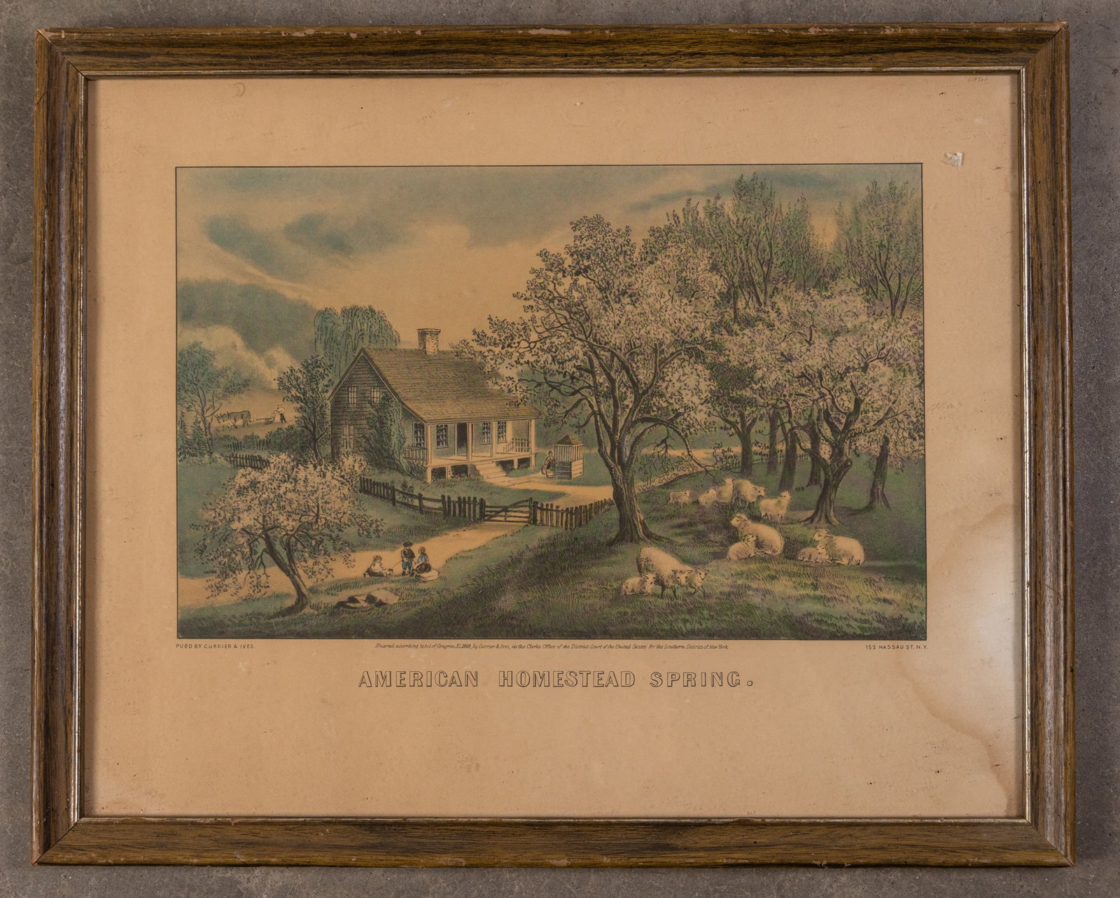 Vintage Currier & Ives Framed Print: Vintage Currier & Ives Framed Print Size 18" x 22" Literature Brooks Auction is not responsible for outbids. Questions? Call the office at (856) 694-2960 or email us directly at info@brooks.auction.