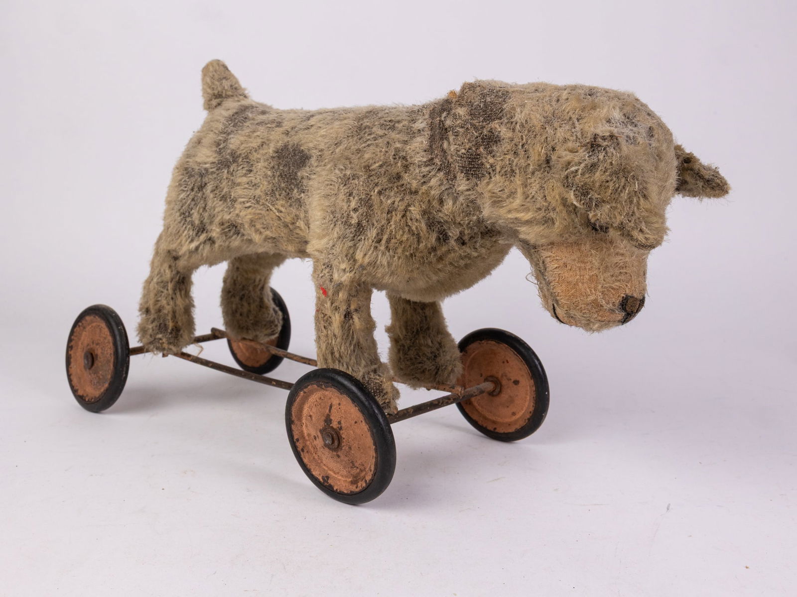 Early Steiff Attr. Mohair Dog Pull Toy: Early Steiff Attr. Mohair Dog Pull Toy Size 10" x 17" x 6" Literature Brooks Auction is not responsible for outbids. Questions? Call the office at (856) 694-2960 or email us directly at info@brooks.