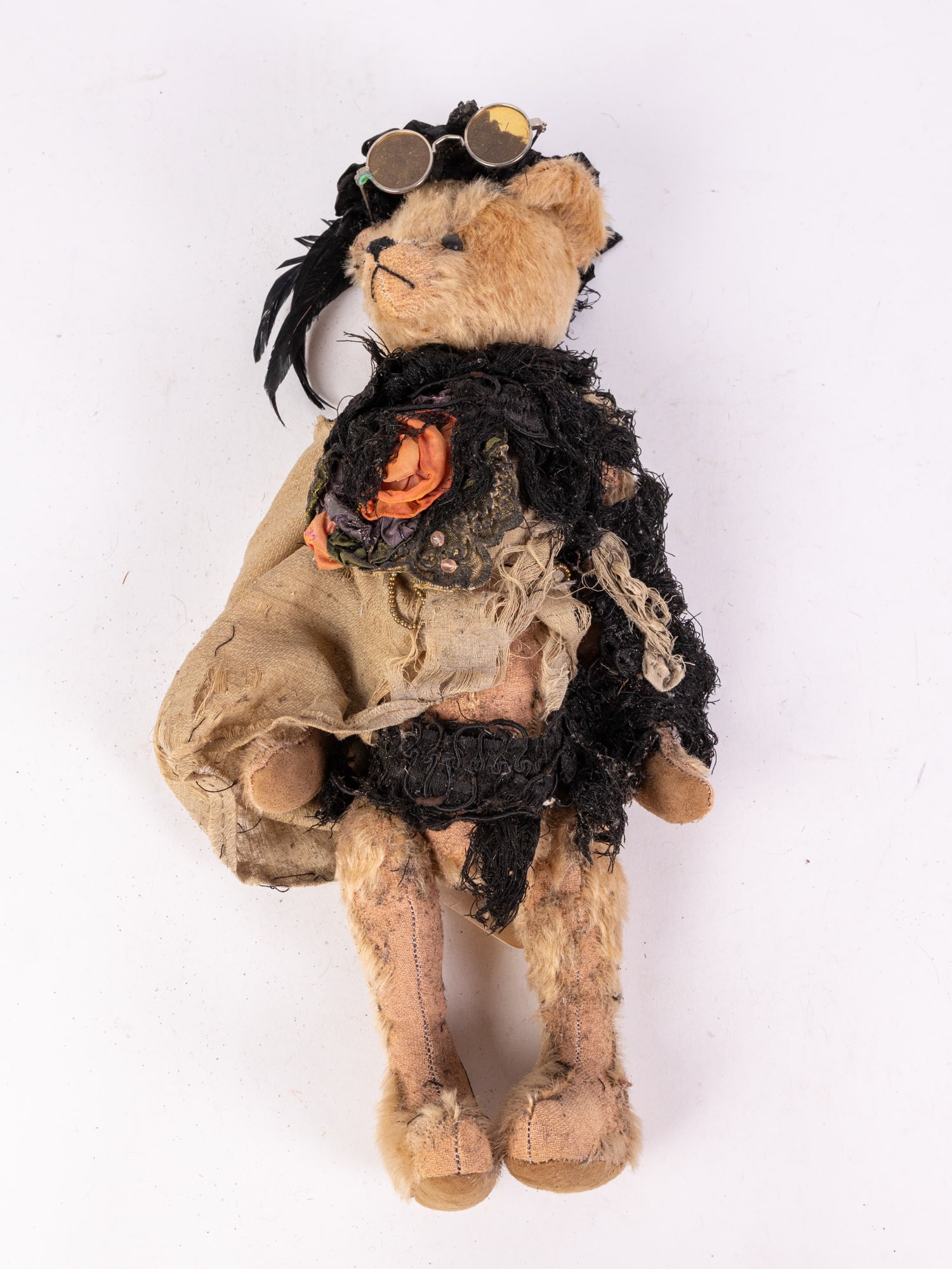 Antique Humpback Bean Bear in Antique Doll Clothes (1 of 6)