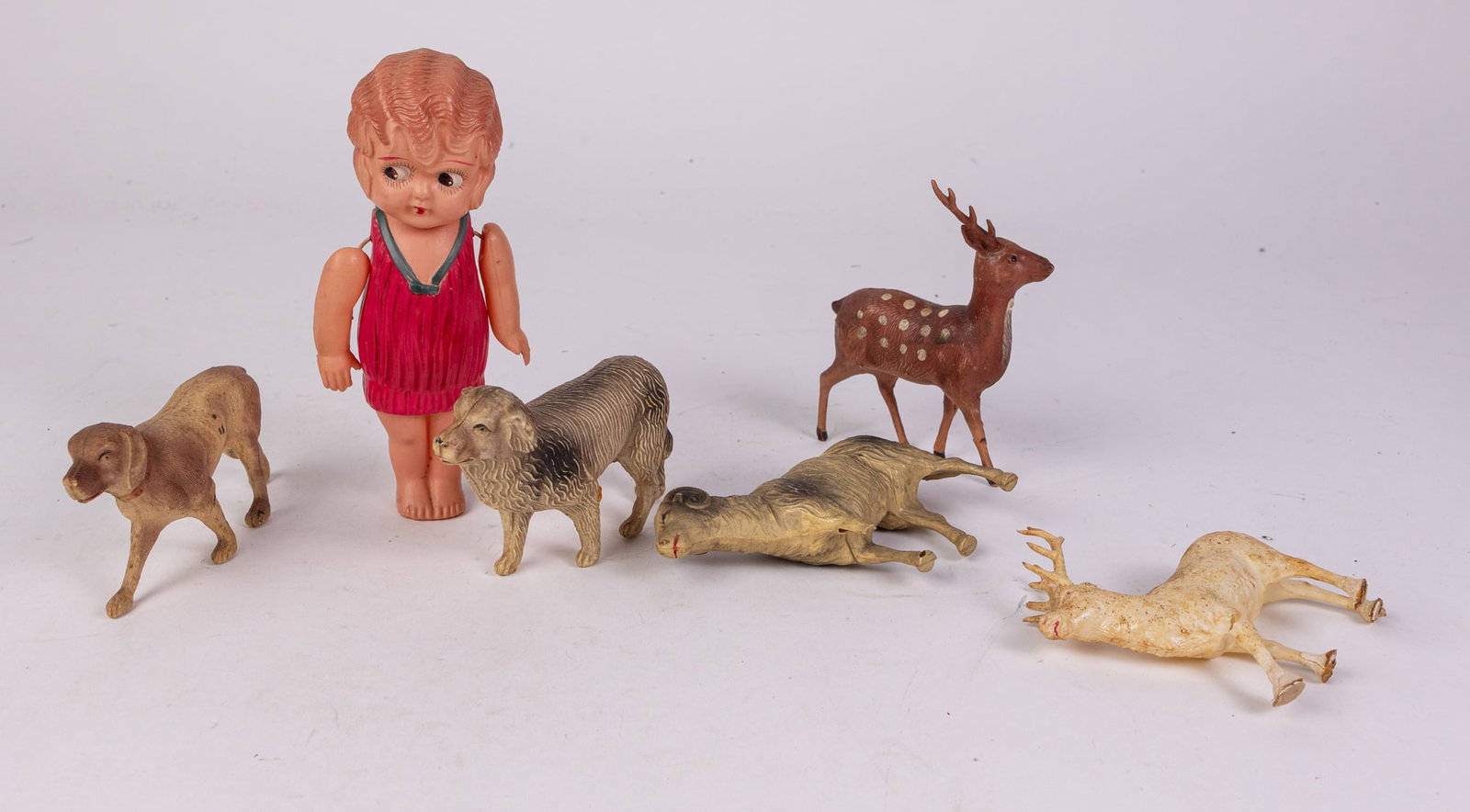 Vintage Celluloid Doll & Assorted Animals (1 of 6)