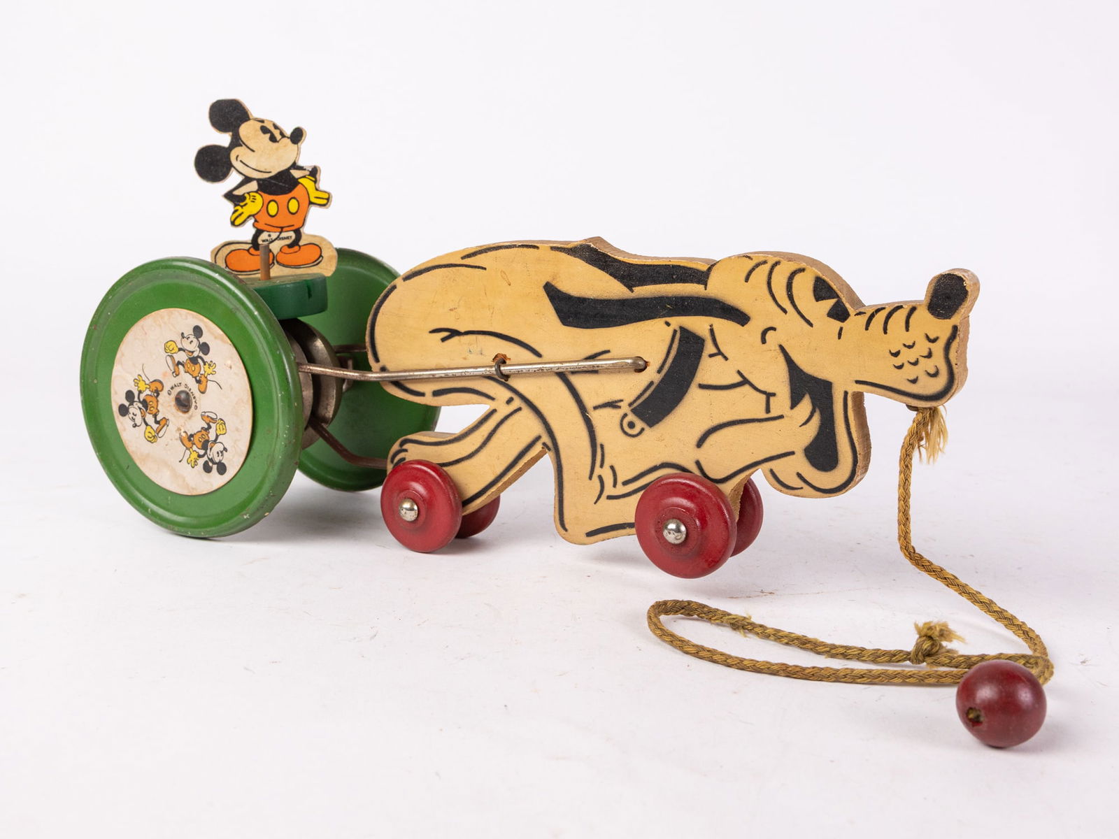 c. 1939 Scarce N. N. Hill Disney Pluto and Revolving Mickey #547M Bell Pull Toy (1 of 12)
