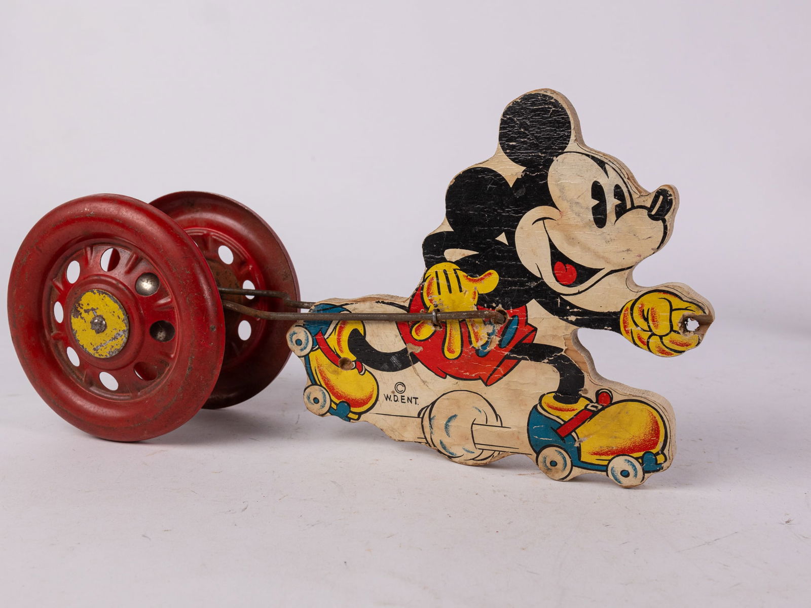 c. 1938 N.N. Hill Brass Co Mickey Mouse Skating Bell Toy (1 of 6)