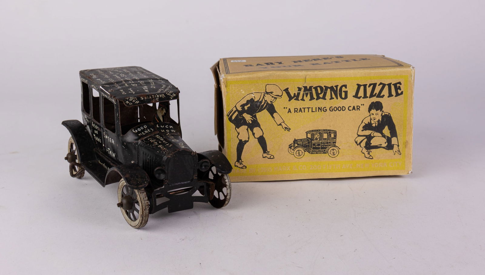 Marx Limping Lizzie Tin Toy Car in Reproduction Box (1 of 8)