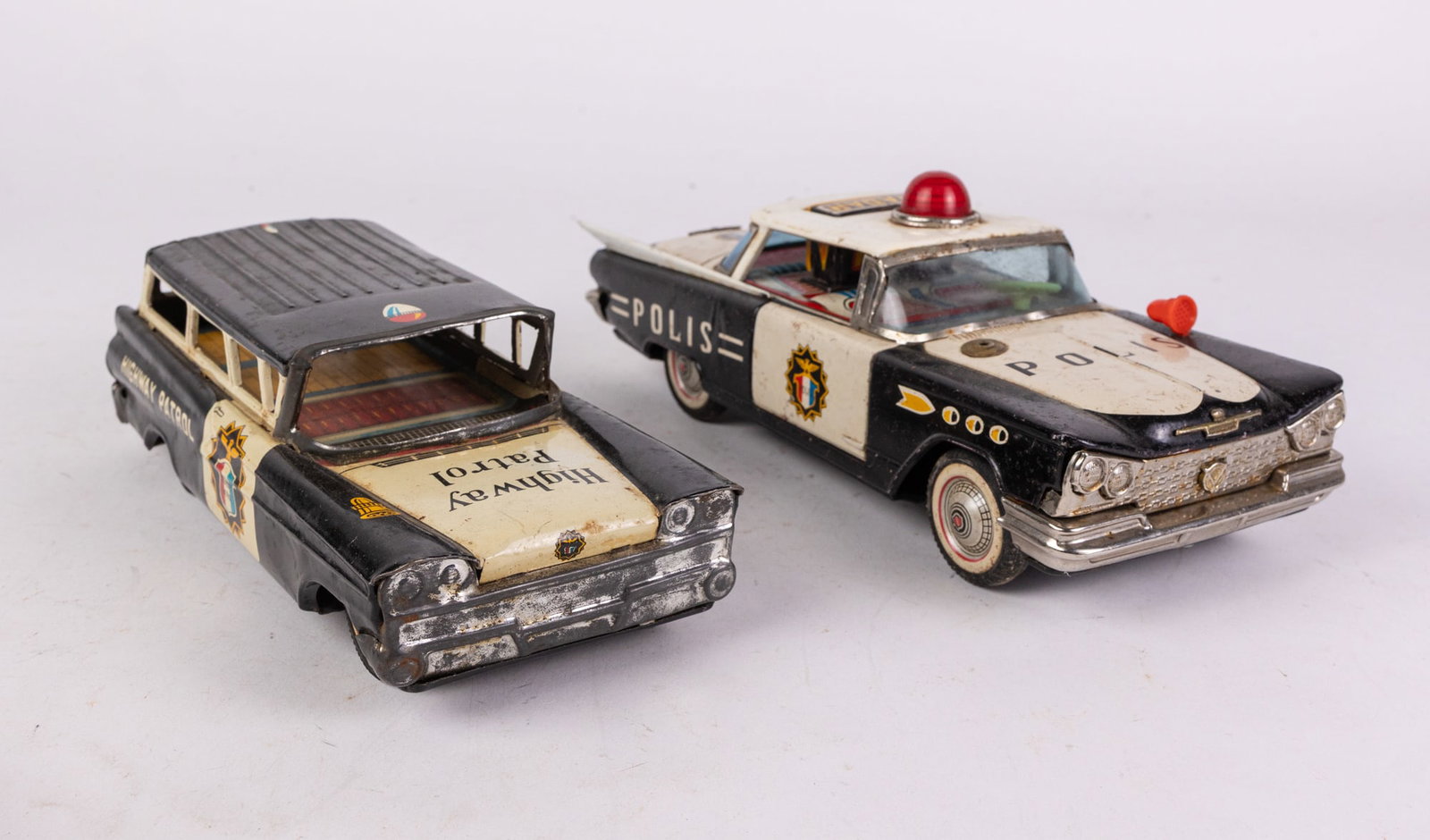Two Vintage Tin Toy Police Cars (1 of 8)