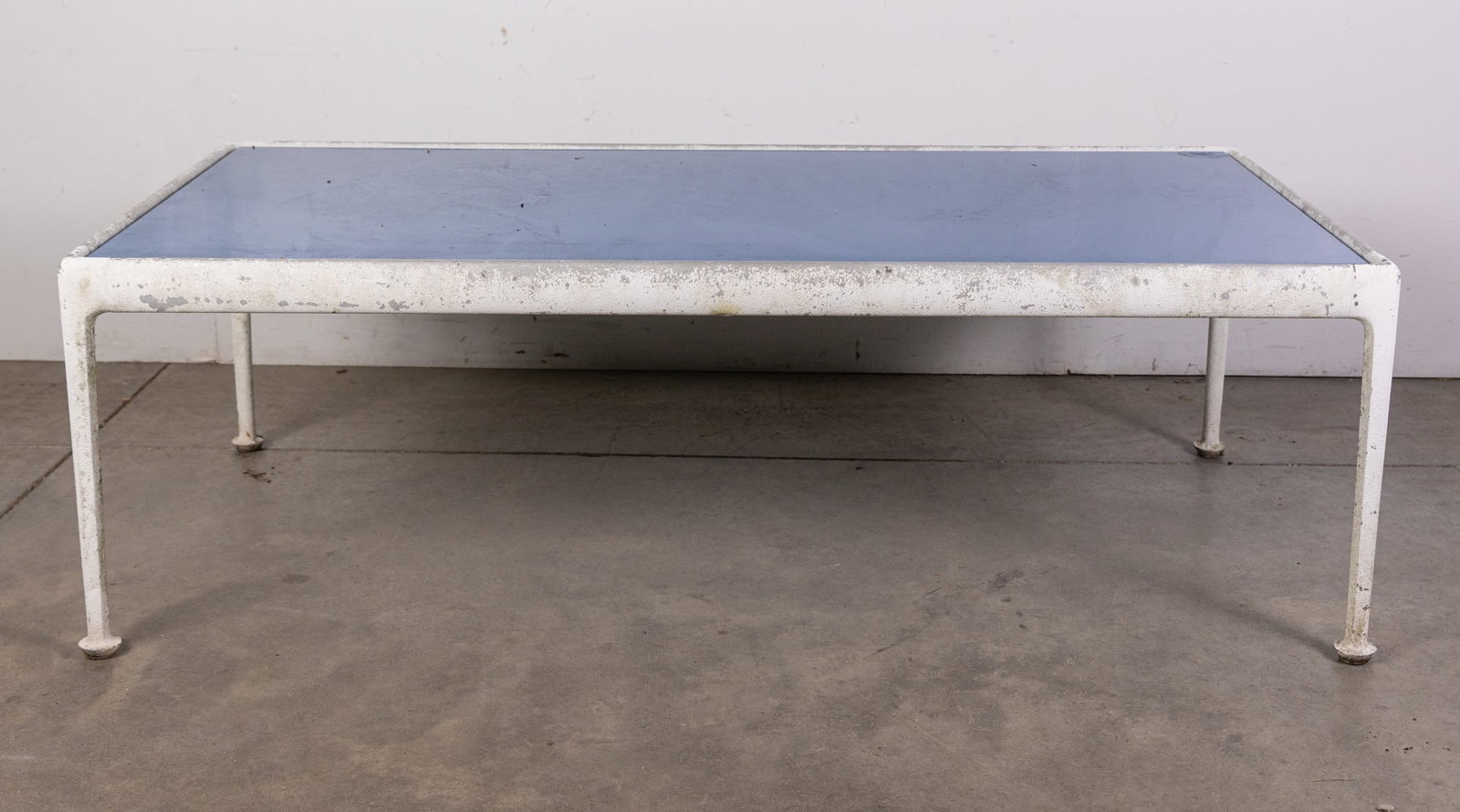 Richard Schultz | c.1966 Knoll Blue Enamel Coffee Table: Constructed of blue enameled steel and powder-coated aluminum Size 16" x 48" x 24" Literature BROOKS AUCTION WILL RE-OPEN JANUARY 5TH FOR PREVIEW All Inquiries will be adressed when we returnQuesti
