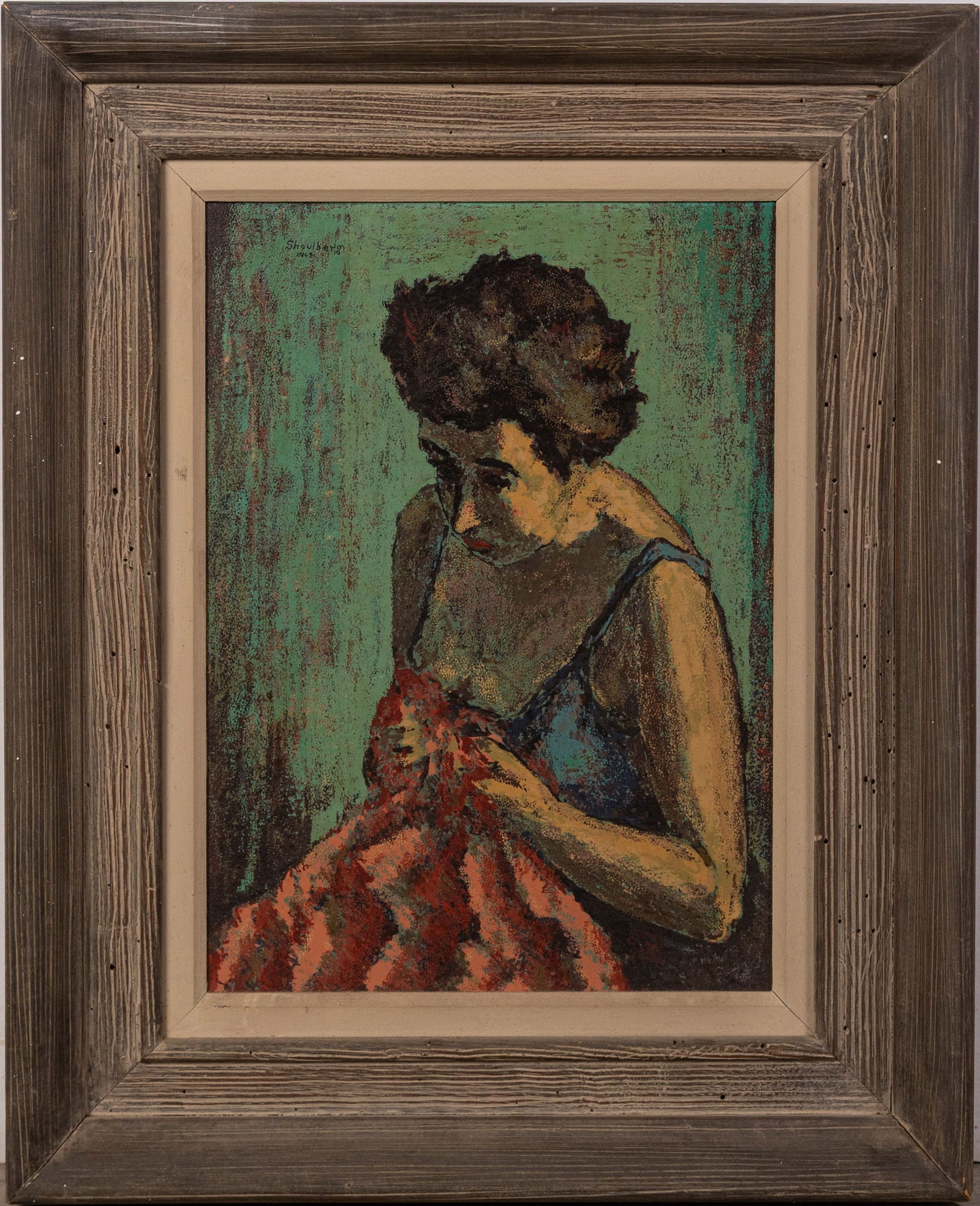 Harry Shoulberg (1903-1995) | Portrait of a Woman: c.1944, Oil on Board Size 25.5" x 21" Literature BROOKS AUCTION WILL RE-OPEN JANUARY 5TH FOR PREVIEW All Inquiries will be adressed when we returnQuestions? Call the office at (856) 694-2960 or ema