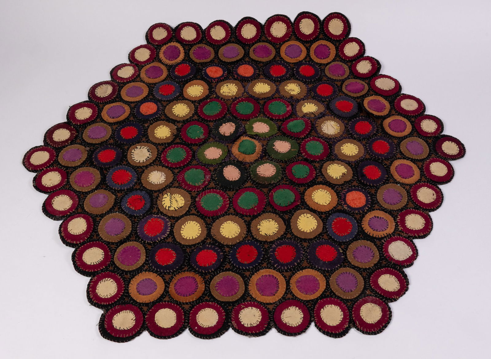 Early American Folk Art Hexagonal Penny Rug (1 of 6)