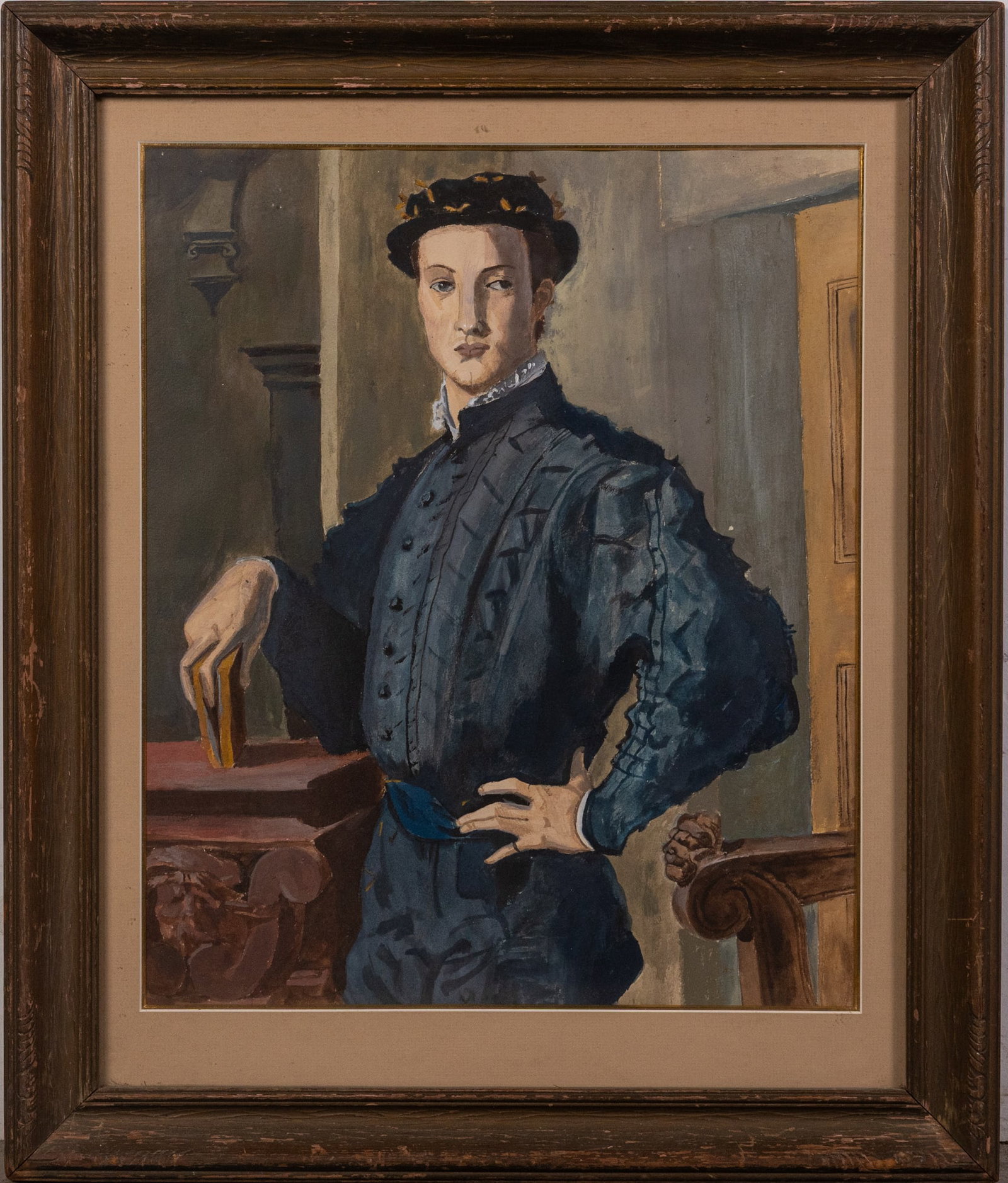 After Bronzino | "Portrait of a Young Man": Gouache Size 26" x 22" Literature BROOKS AUCTION WILL RE-OPEN JANUARY 5TH FOR PREVIEW All Inquiries will be adressed when we returnQuestions? Call the office at (856) 694-2960 or email us directly