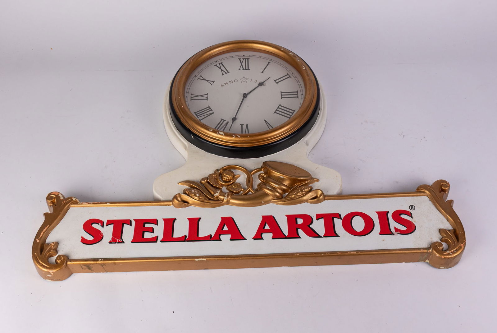 Vintage Stella Artois Wall Mounted Advertising Clock: Vintage Stella Artois Wall Mounted Advertising Clock Size 23" x 33" x 2" Literature Brooks Auction – Online Auction Terms & Conditions ————————