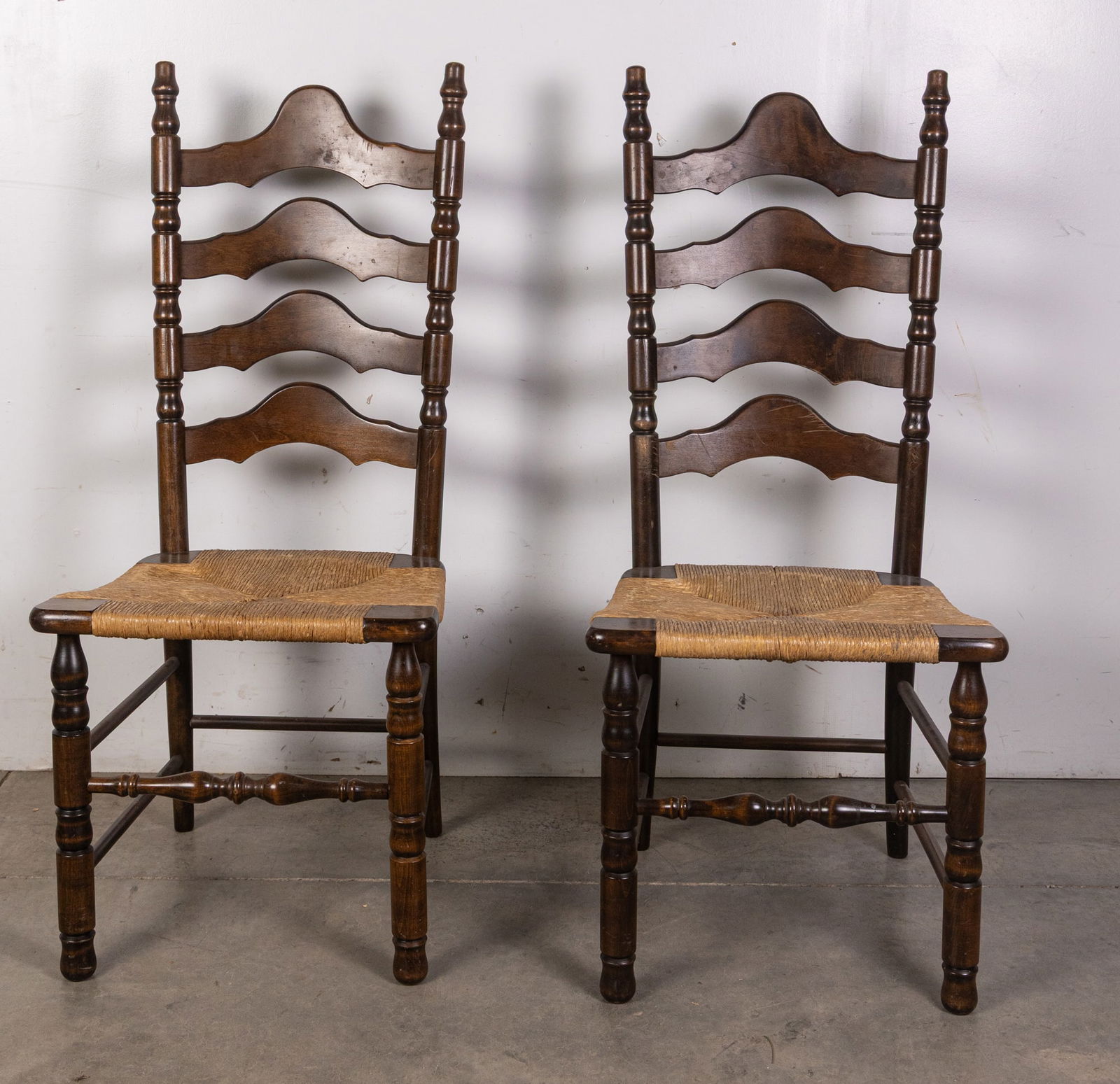 Pair of Rush Seat Ladderback Chairs (1 of 5)