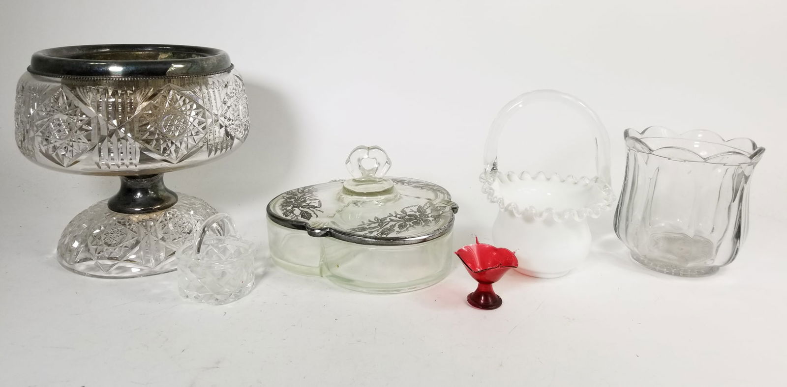 Glass & Crystal Assortment ft. Fenton Basket & Sterling Mark Dish (1 of 8)