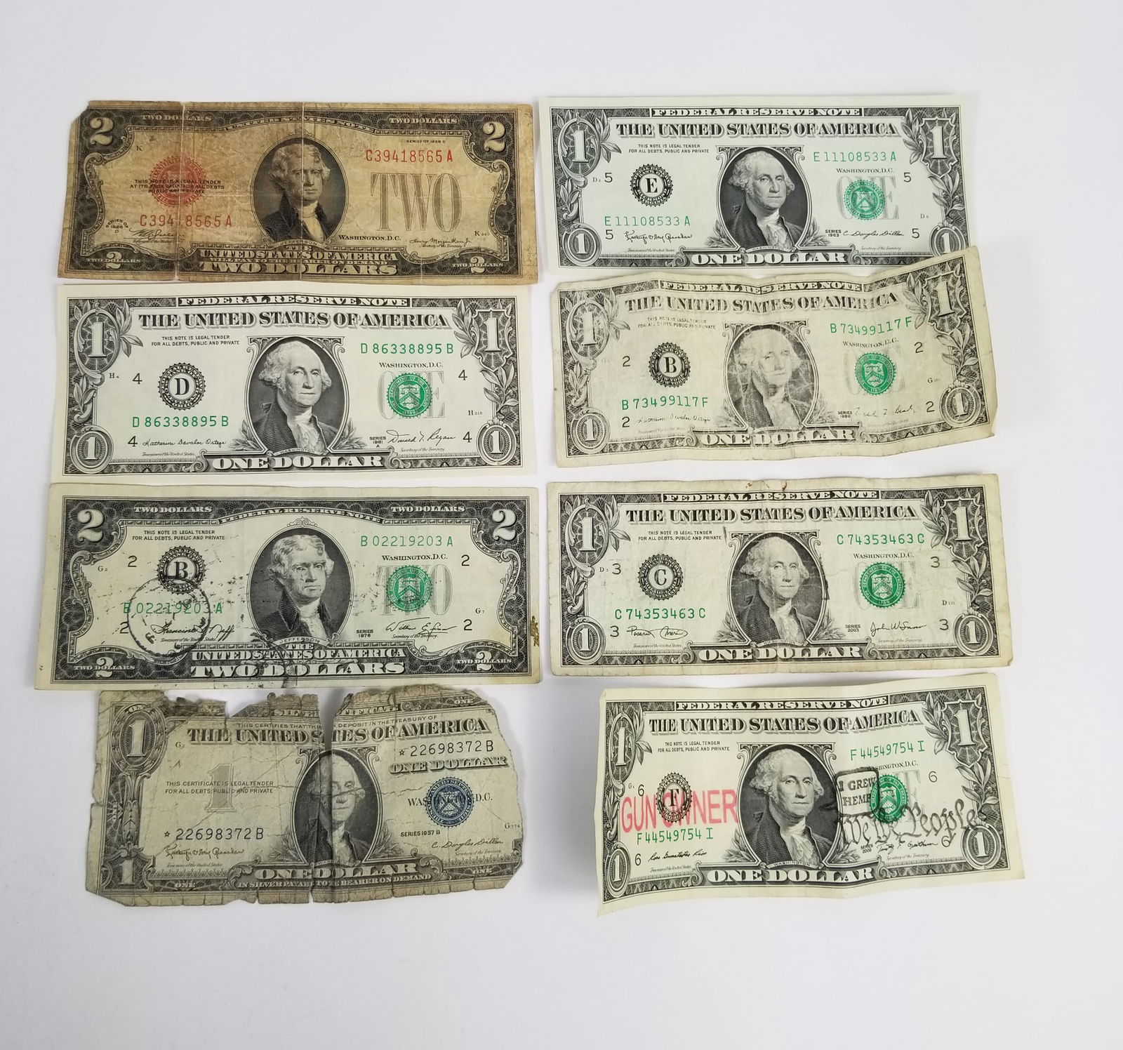 Vintage U.S. Paper Bills Featuring 1928D Red Seal U.S. Note (1 of 3)