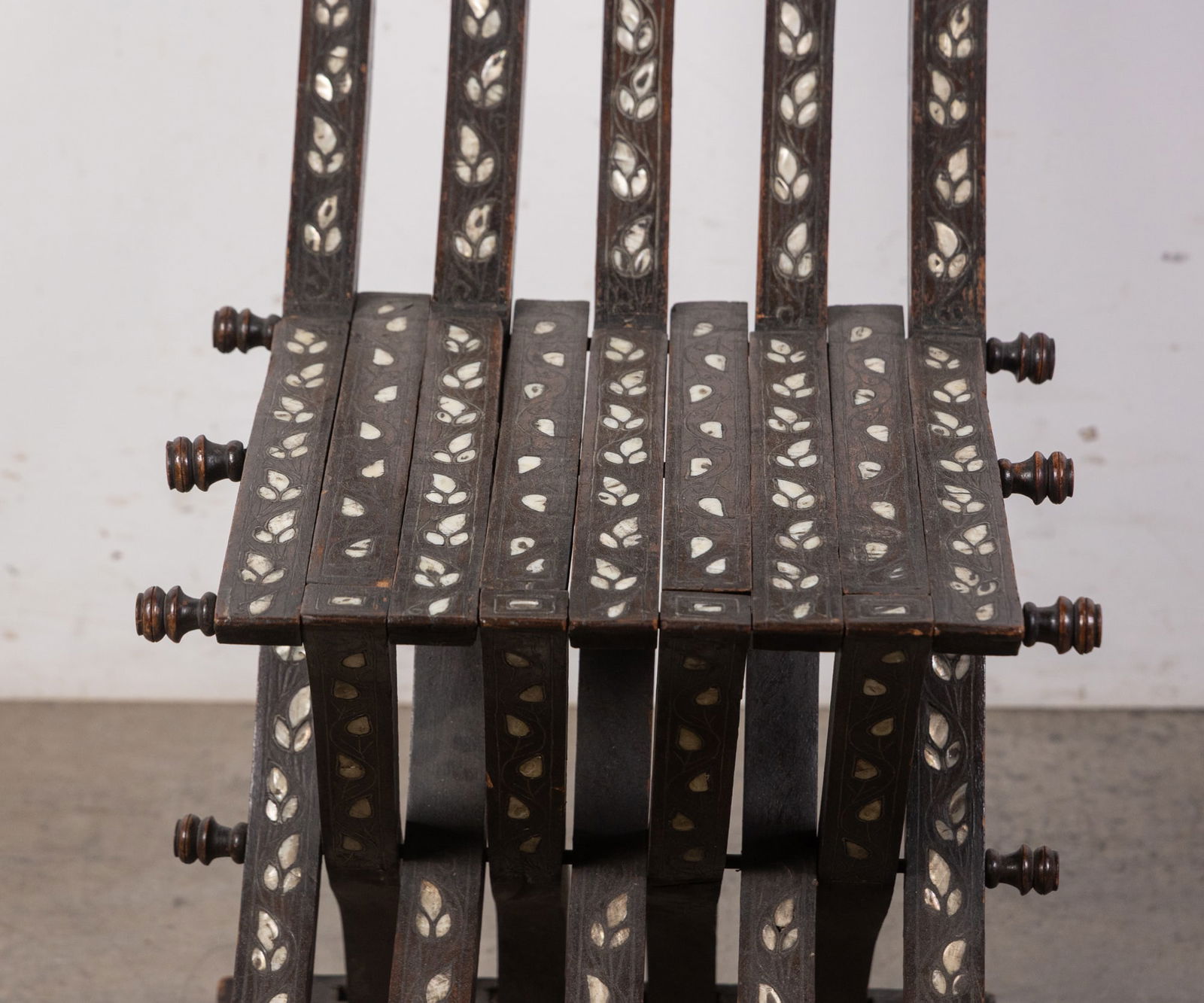Antique Moorish Folding Chair w/ Mother of Pearl Inlay - 4