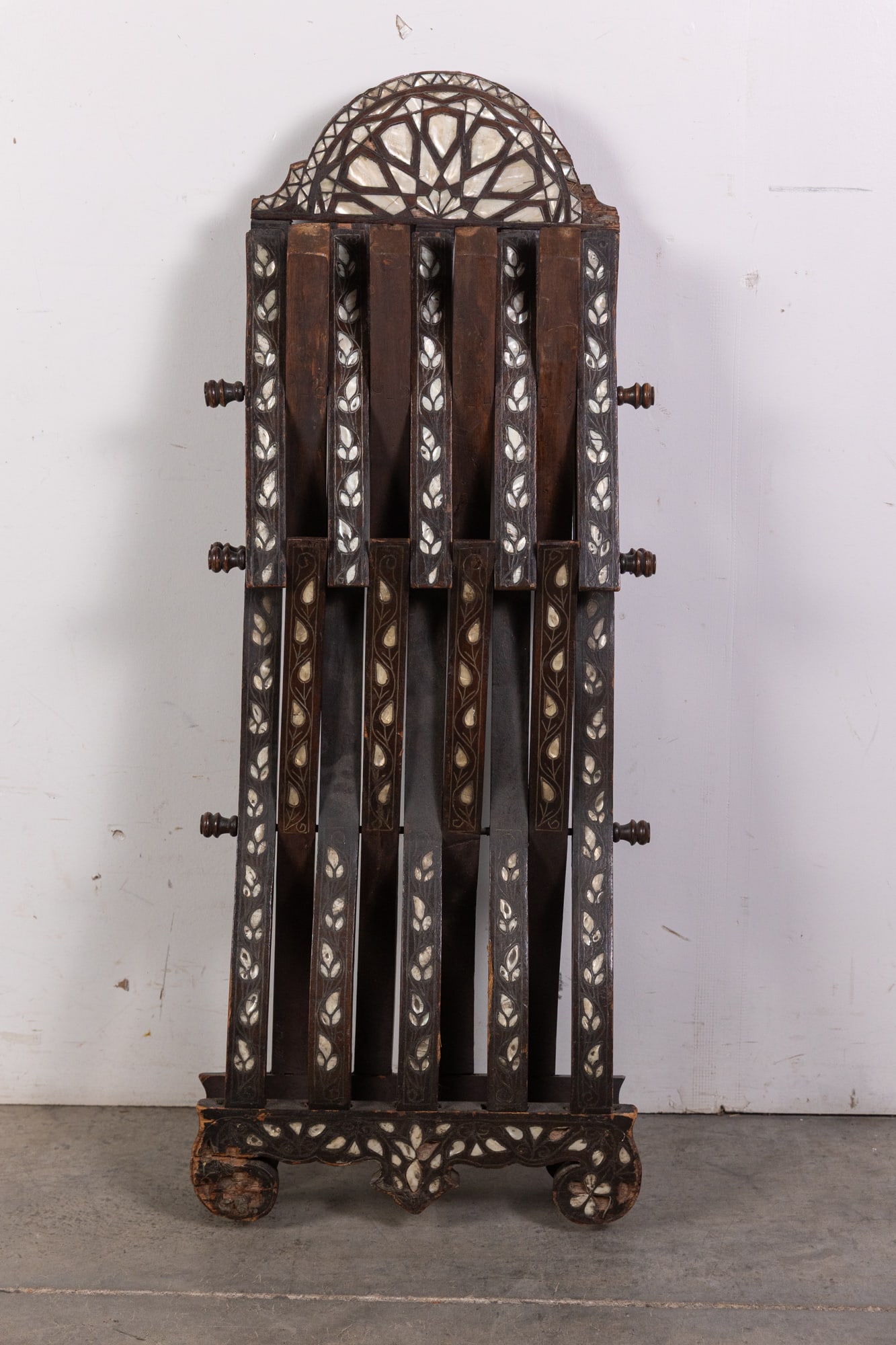 Antique Moorish Folding Chair w/ Mother of Pearl Inlay - 7
