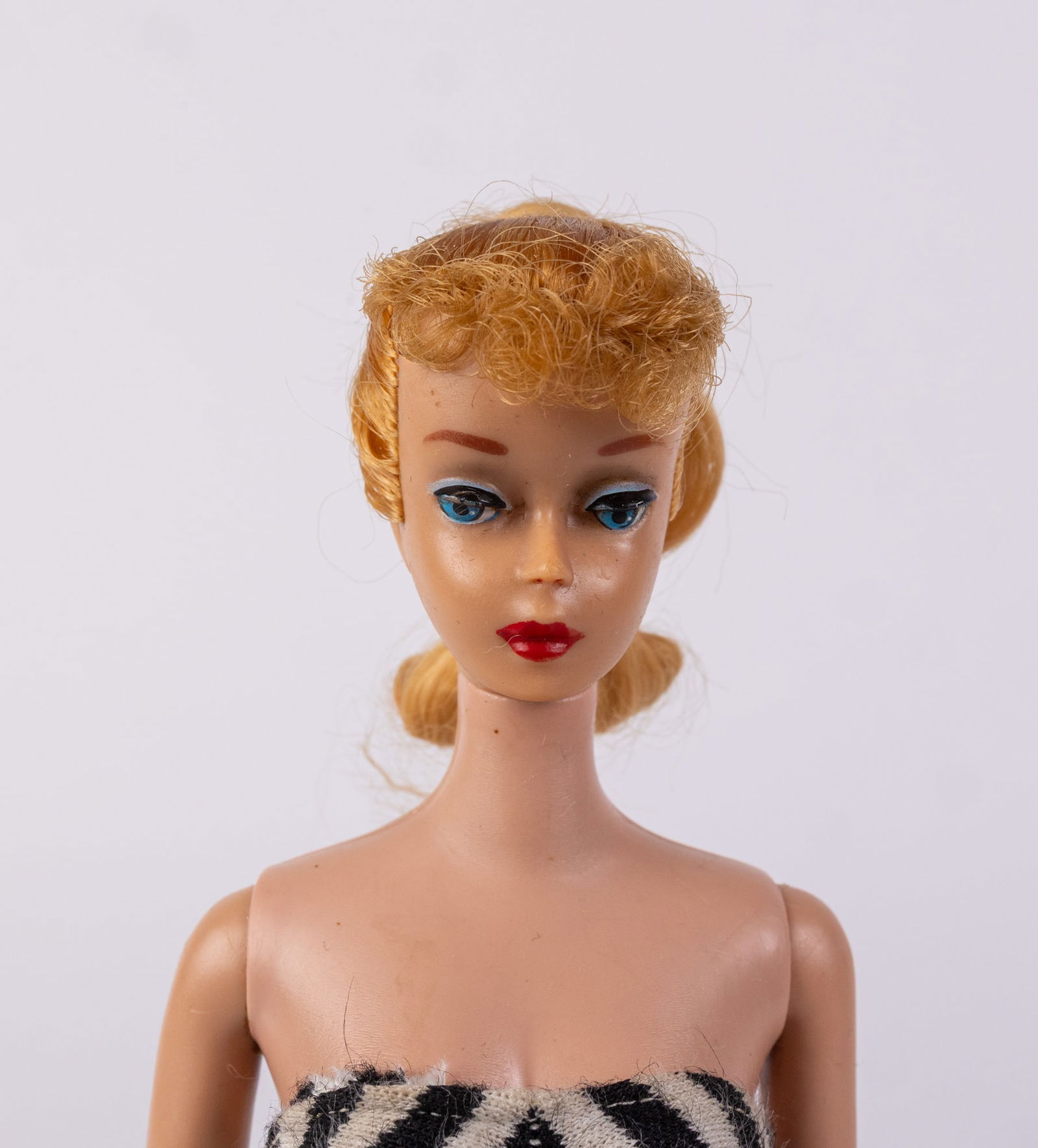 Vintage 1960s Blonde Ponytail Barbie in Zebra Swimsuit - 4