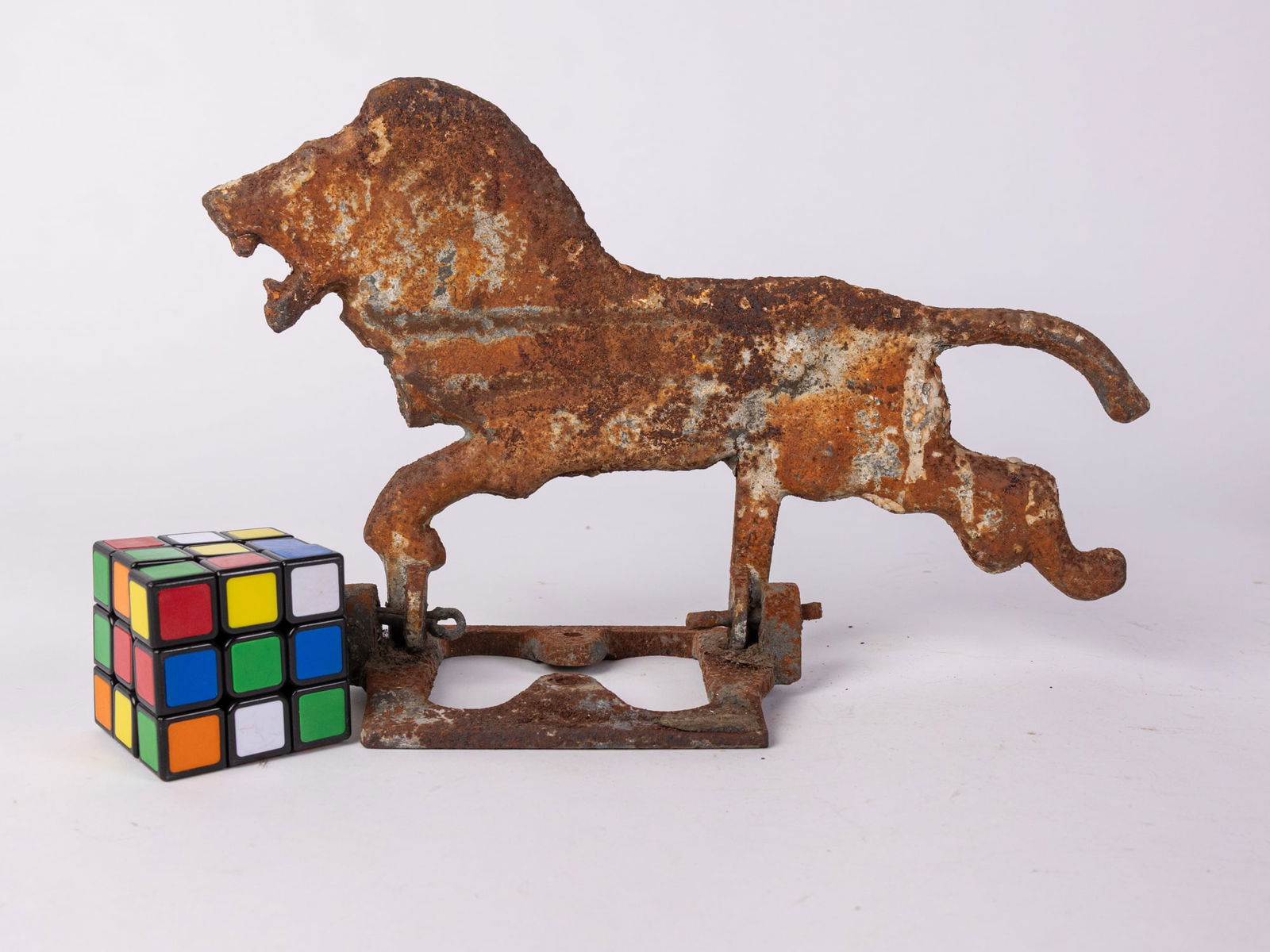 Cast Iron Lion Shooting Gallery Target w/ Base - 2