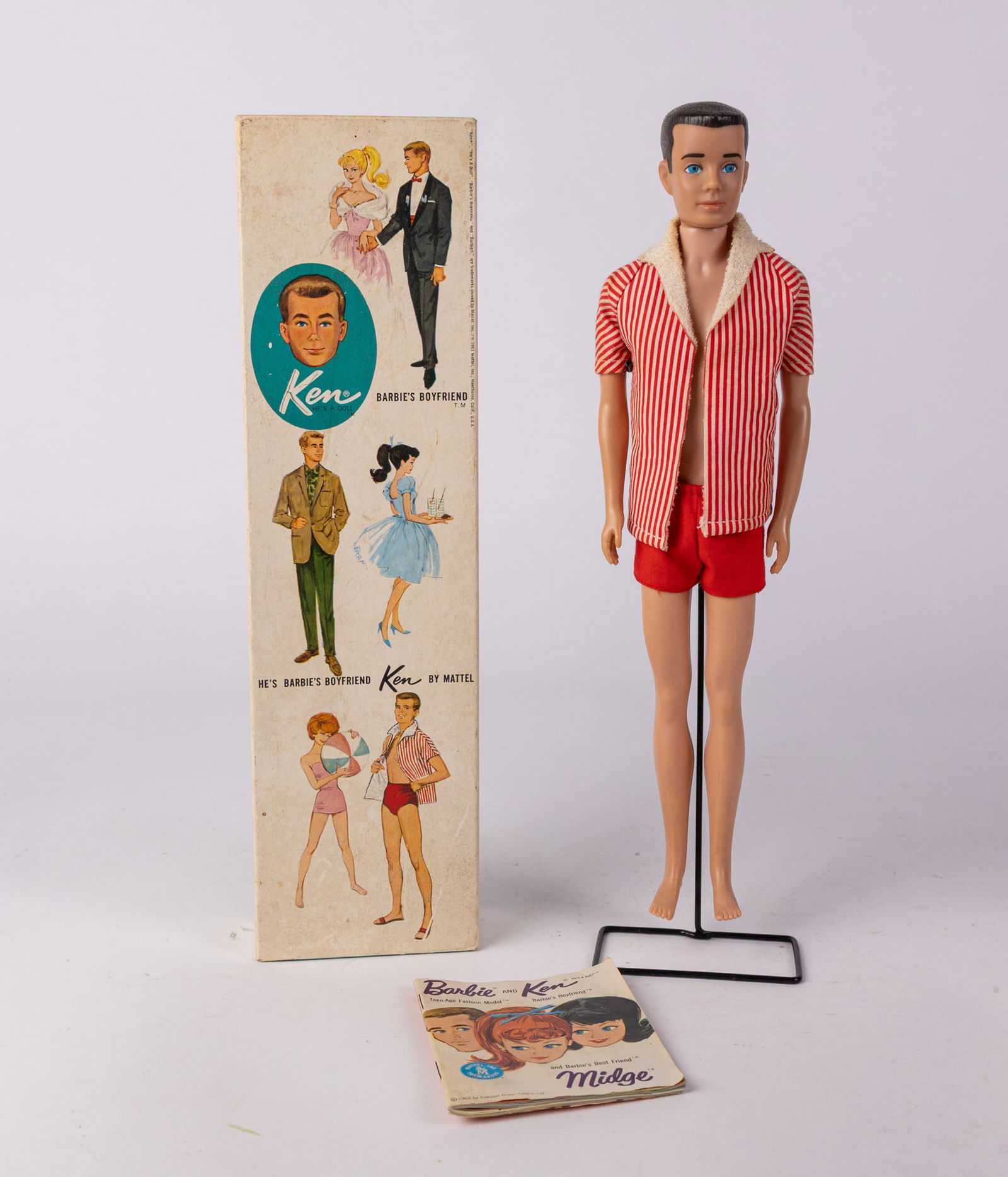 1961 Ken Doll Barbie Boyfriend #750 Box Brunette Beach Swimwear IOB: 1961 Ken Doll Barbie Boyfriend #750 Box Brunette Beach Swimwear IOBSize13" x 4" x 2"Literature Brooks Auction is not responsible for outbids. Questions? Call the office at (856) 694-2960 or email us
