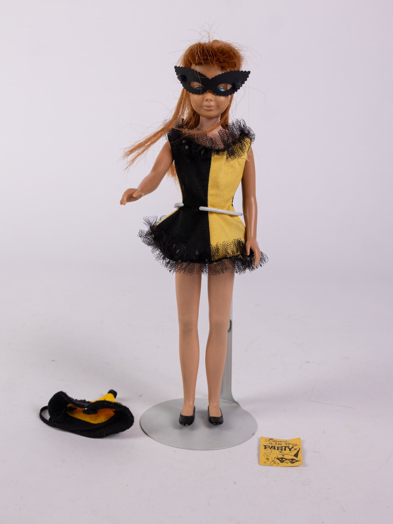 1960's Skipper Doll Red Head in #1903 "Masquerade" [Near Complete]: 1960's Skipper Doll Red Head in #1903 "Masquerade" [Near Complete] Size 11" H Literature Brooks Auction is not responsible for outbids. Questions? Call the office at (856) 694-2960 or email us direc