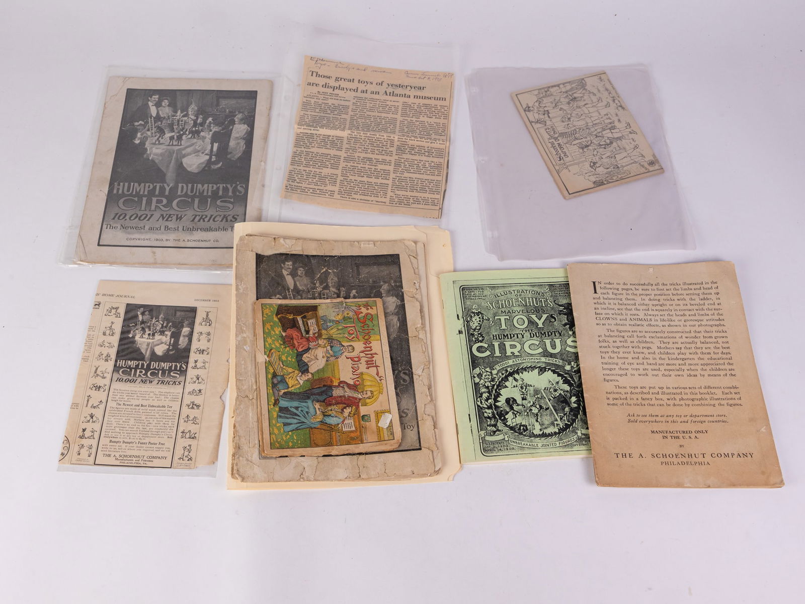 Vintage & Antique Schoenhut Paper Ephemera & Catalogs: Vintage & Antique Schoenhut Paper Ephemera & CatalogsSize7" x 12" x 12"Literature Brooks Auction is not responsible for outbids. Questions? Call the office at (856) 694-2960 or email us directly at