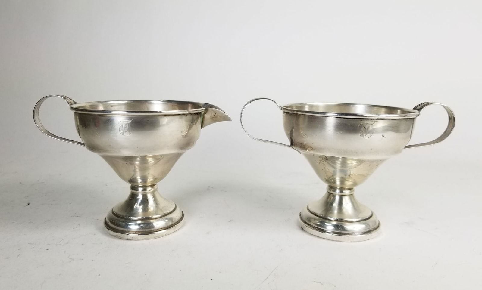 Elgin Silver Co. Sterling Silver Weighted Sugar and Creamer Dishes (1 of 6)