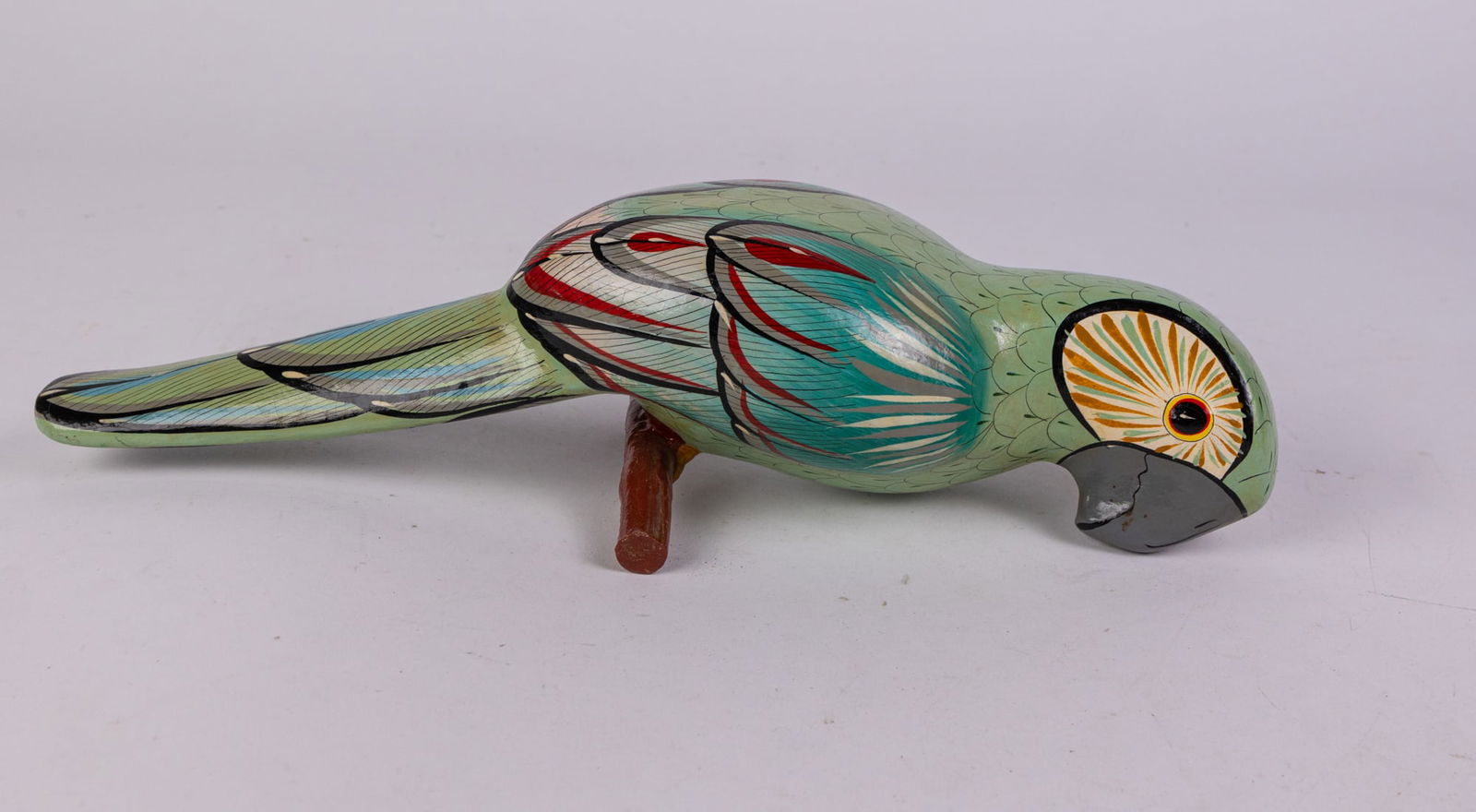Vintage Mexican Folk Art Paper Mache Parrot Sculpture - 3