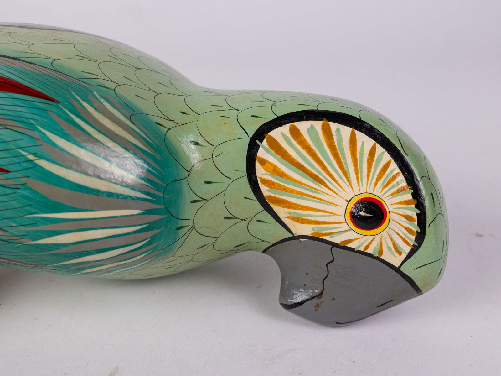 Vintage Mexican Folk Art Paper Mache Parrot Sculpture - 4