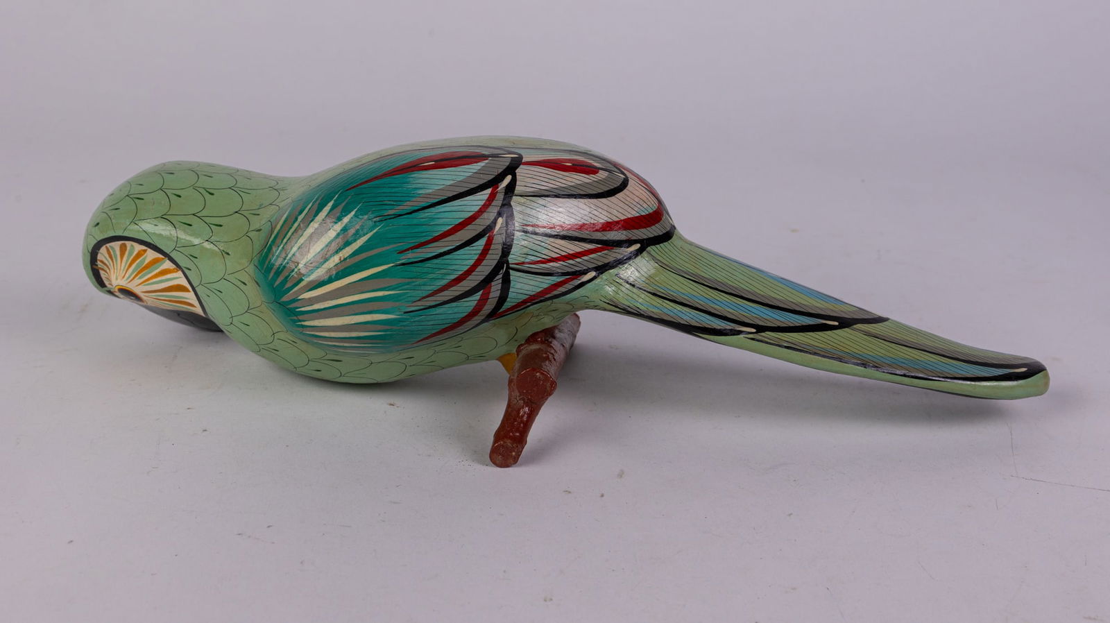 Vintage Mexican Folk Art Paper Mache Parrot Sculpture - 5