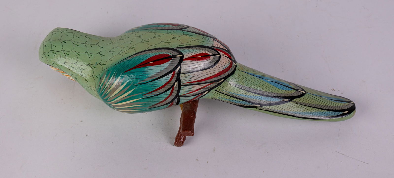 Vintage Mexican Folk Art Paper Mache Parrot Sculpture - 6