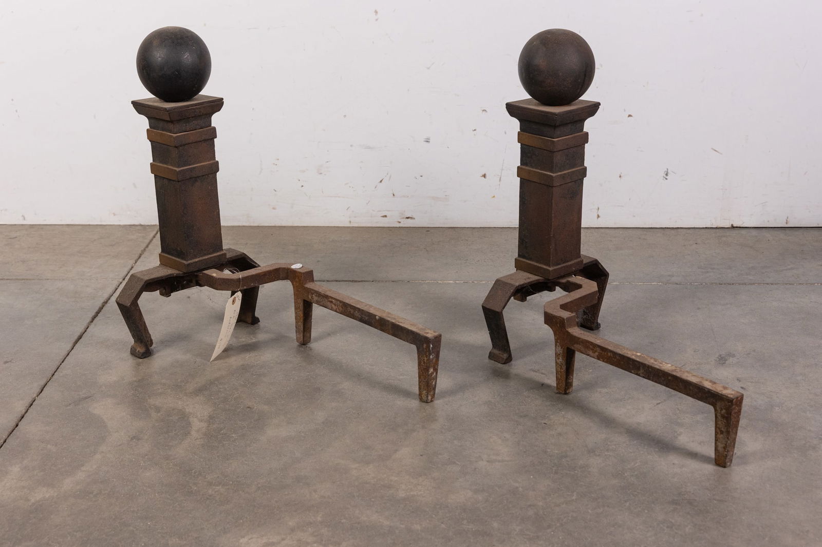 Antique Pair of Art Deco Cannonball Andirons (1 of 8)